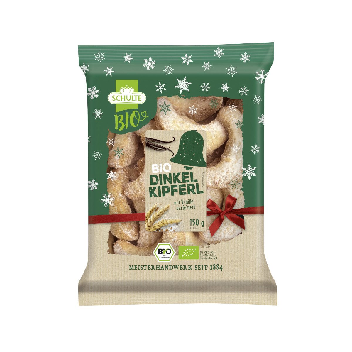 Schulte Kekse, Schulte Bio Dinkel Kipferl Mürbegebäck mit Vanillegeschmack 150g