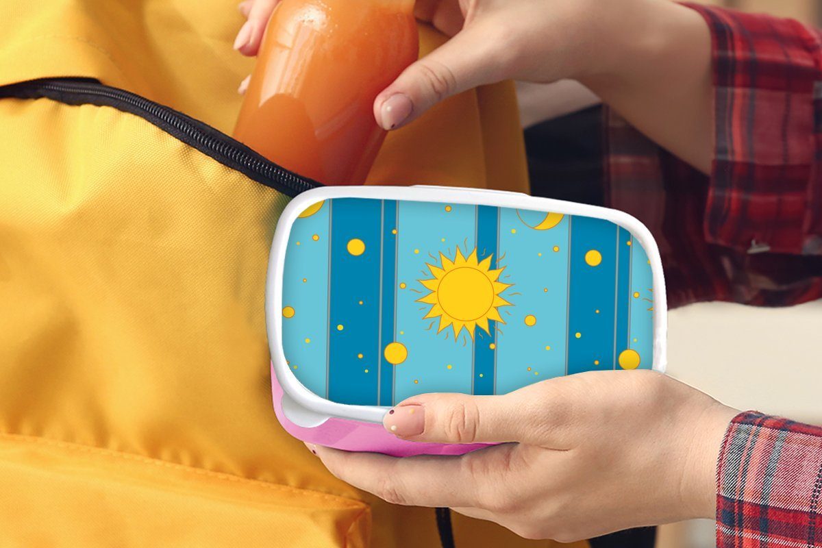 MuchoWow Lunchbox Sonne - Kinder, Brotdose Brotbox Snackbox, Mädchen, (2-tlg), - Kunststoff, Kunststoff rosa Design, für Mond Erwachsene
