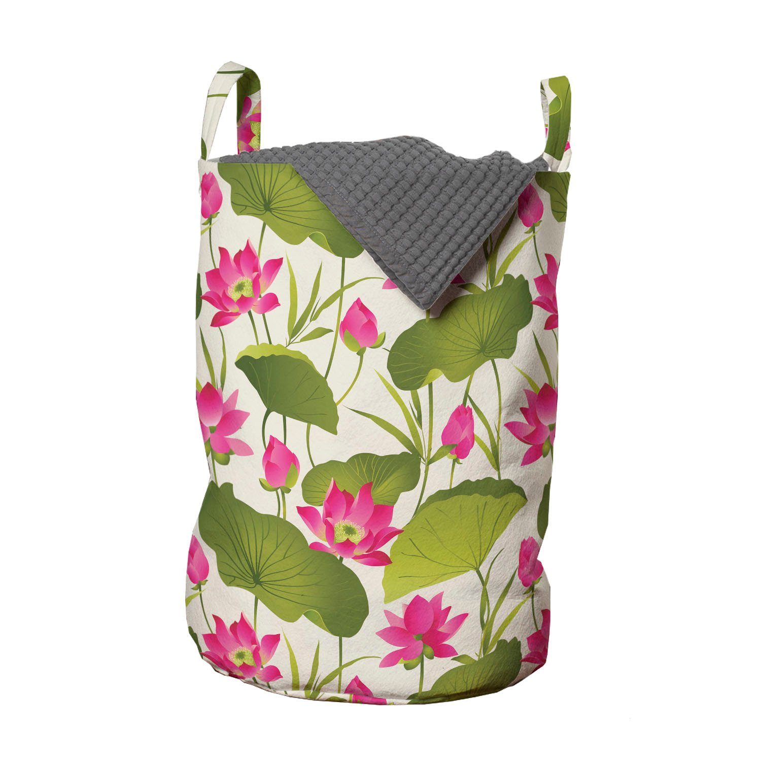 Abakuhaus Wäschesäckchen Wäschekorb mit Griffen Lotus-Blumen-Kunst für Kordelzugverschluss Heilige Blumen Waschsalons