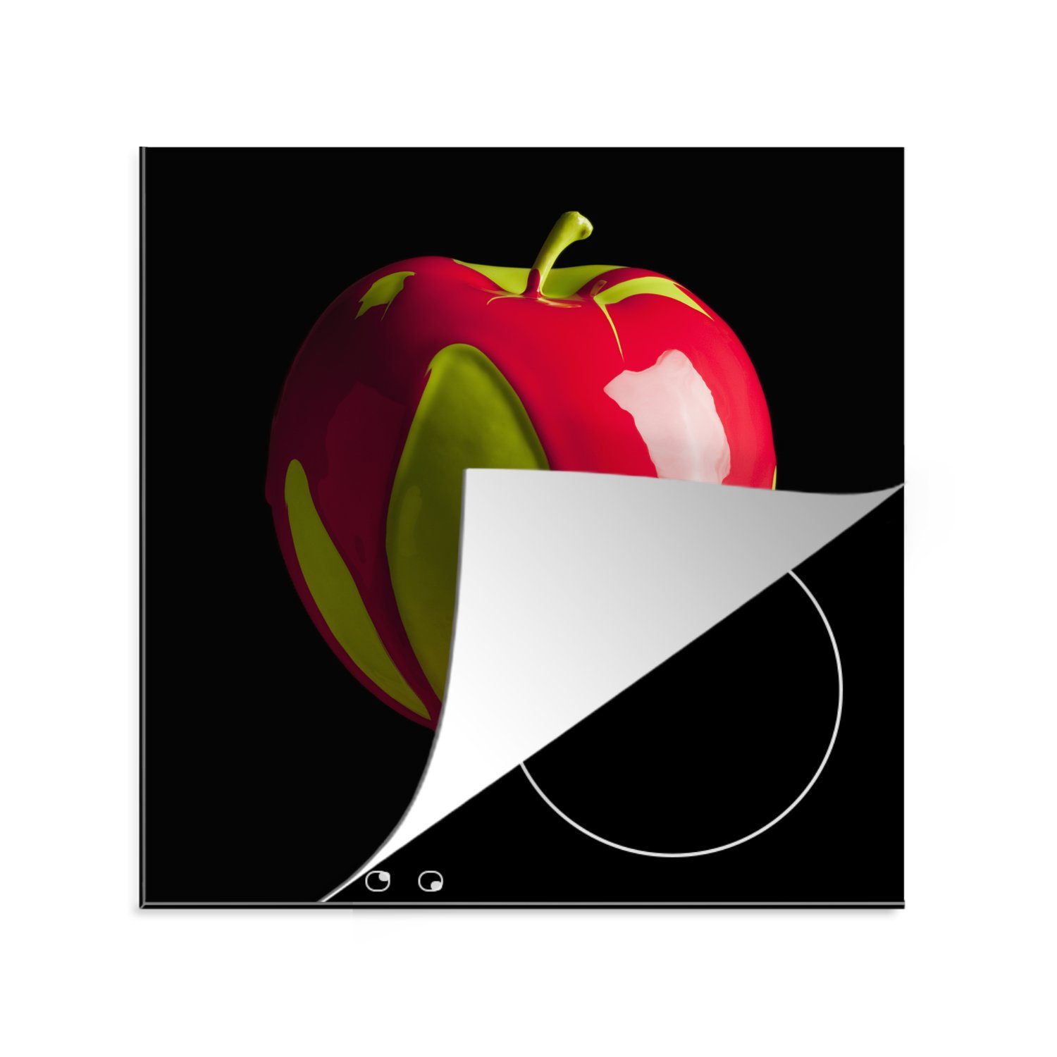 MuchoWow Herdblende-/Abdeckplatte Gemalter Apfel, für (1 tlg), Arbeitsplatte cm, küche Ceranfeldabdeckung, Vinyl, 78x78