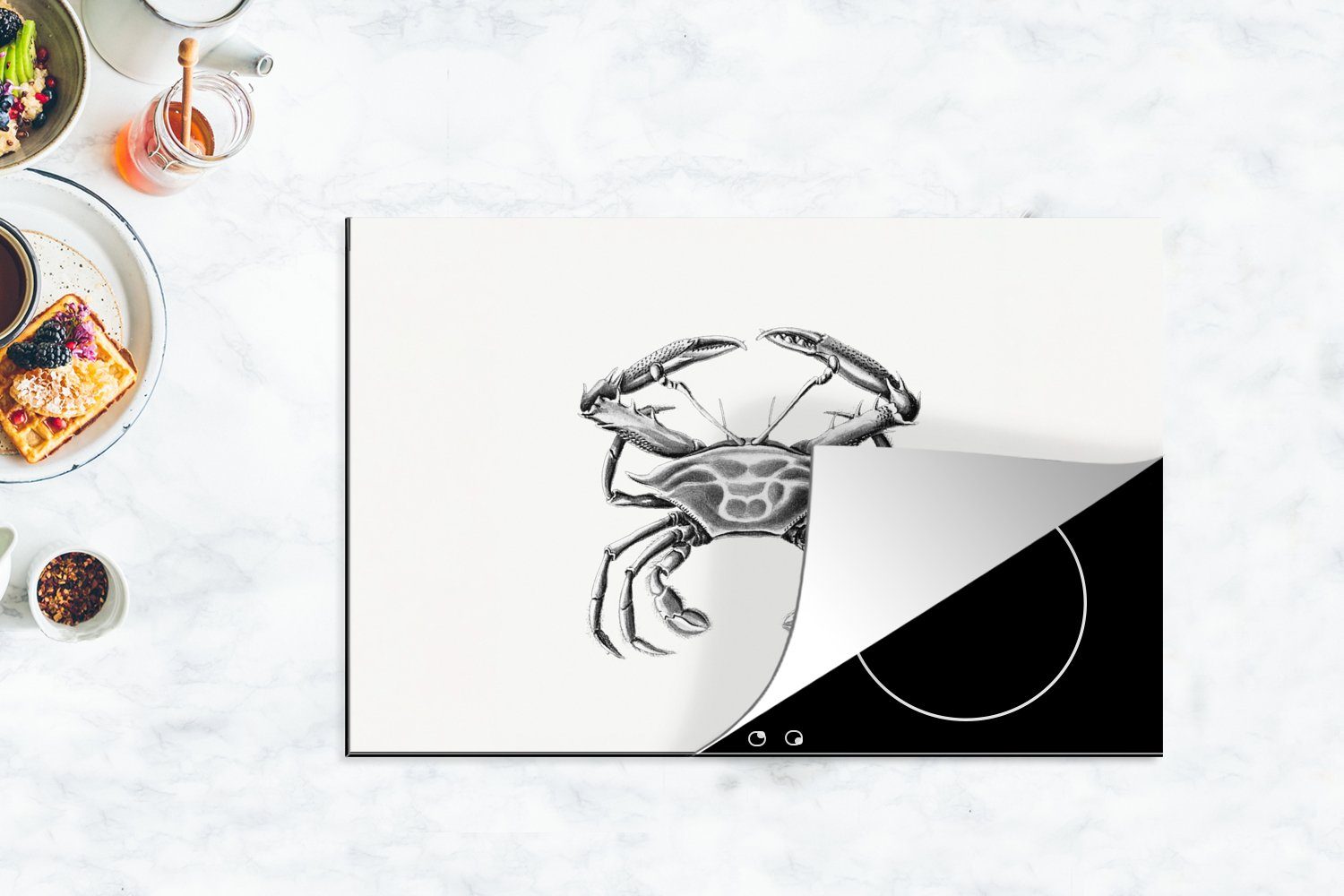 - Herdblende-/Abdeckplatte Jahrgang Krabbe, - - 80x52 für die Vinyl, küche, Haeckel Induktionskochfeld Schutz Ceranfeldabdeckung tlg), MuchoWow Kunst (1 cm, Ernst