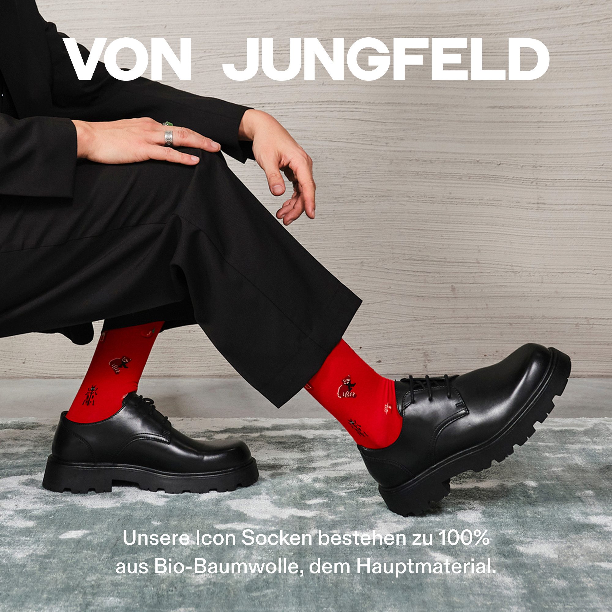 von Jungfeld Socken Signature Icons SET Baumwoll-Mischung 35-46 Unisex (3-Paar, 3 Paar) Lustige Motivsocken aus Bio-Baumwolle