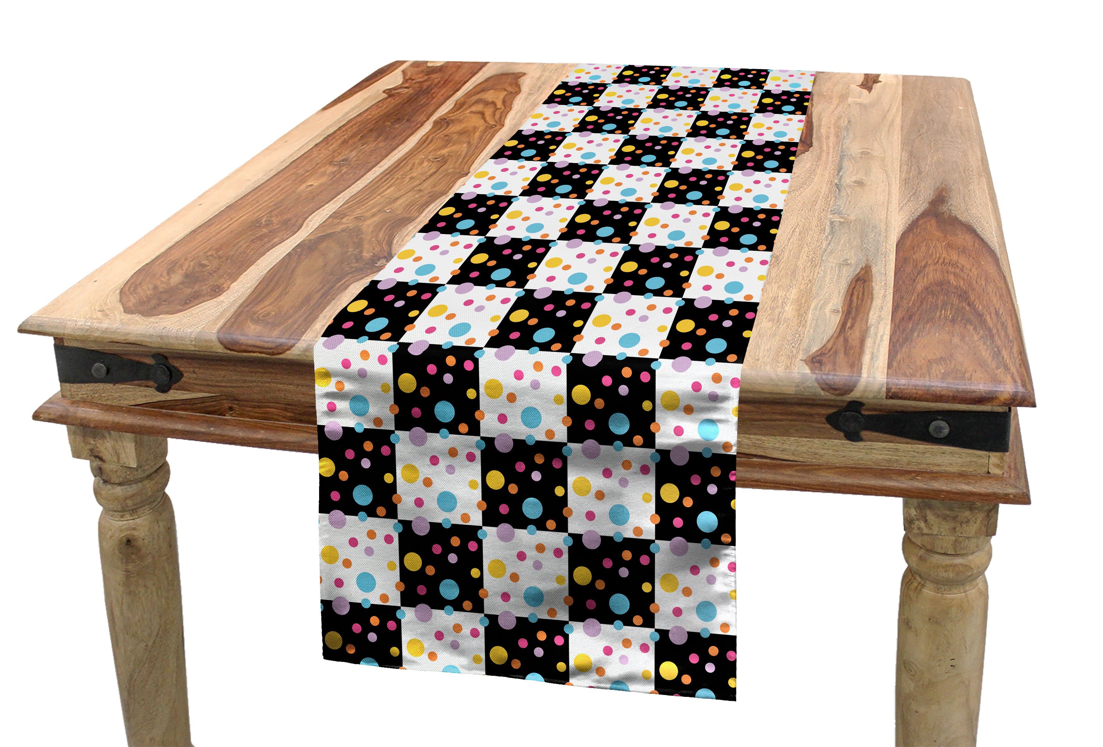 Rechteckiger Tischläufer Gepunktete Küche Tile Tischläufer, Dekorativer Checkered Abakuhaus Esszimmer Bunt
