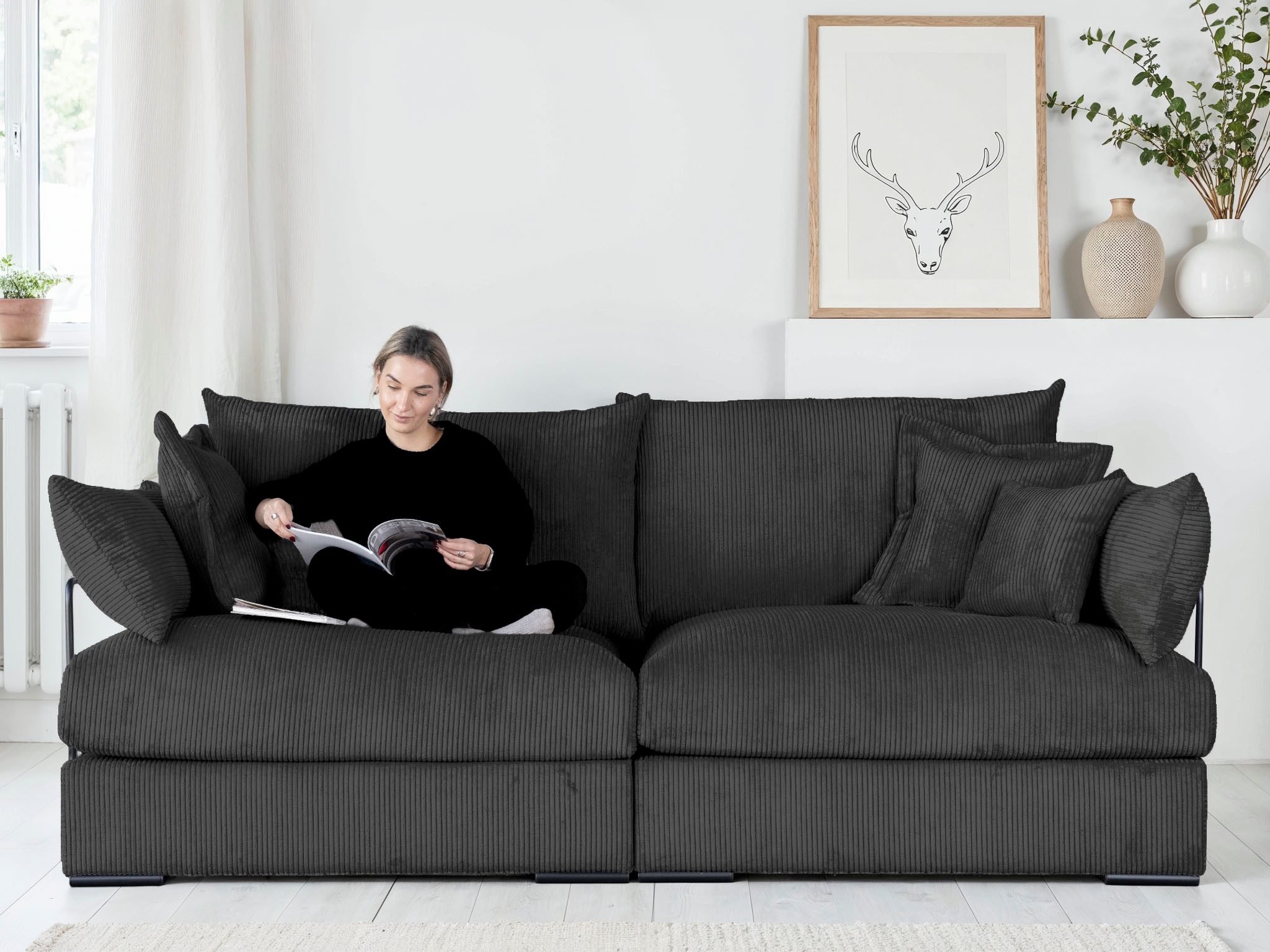 Home affaire Big-Sofa Casa, Breite 247 cm, Mega-Sofa, Cord oder Chenille-Struktur wählbar, mit Federkern!
