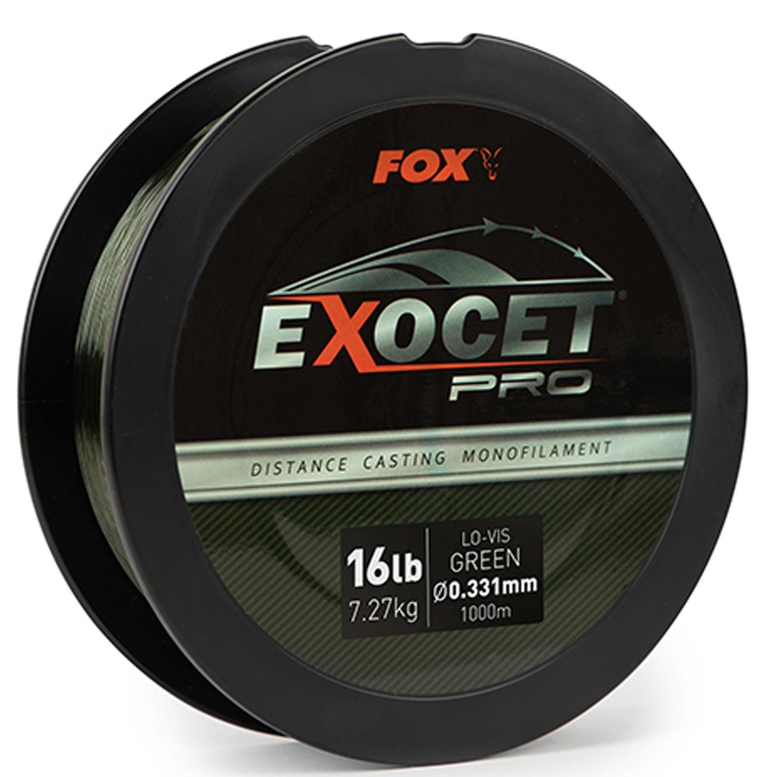 Fox Pro Lo-Vis Fox Angelschnur, Green Exocet 7.27kgs Monofilament Länge, m 1000 / (1000m)Monofile 16lbs Angelschnur 0.331mm