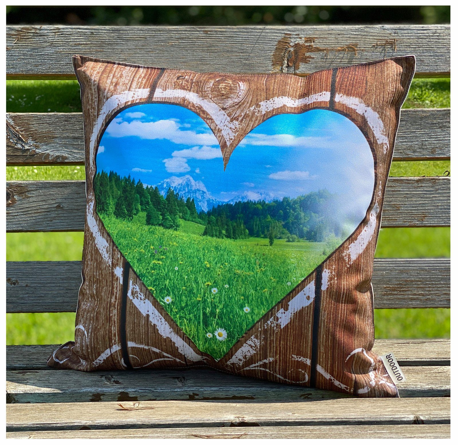 heimtexland Dekokissen Outdoorkissen 45x45 Outdoor Garten Deko Kissen, Lotus Effekt, schmutz- und wasserabweisend, inkl. Füllung