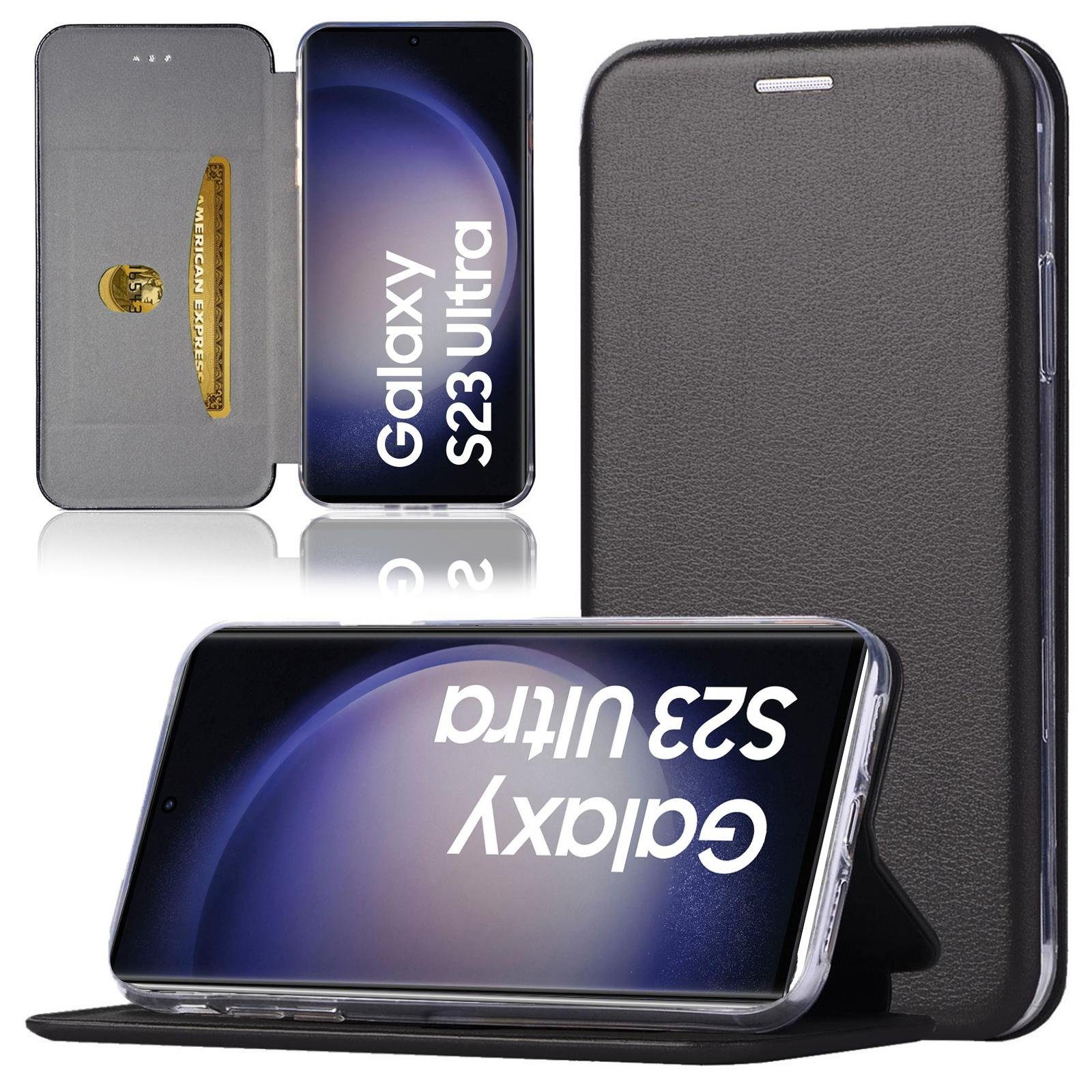 Numerva Handyhülle Hard Cover Etui für Samsung Galaxy S23 Ultra, Flip Cover Schutz Hülle Tasche