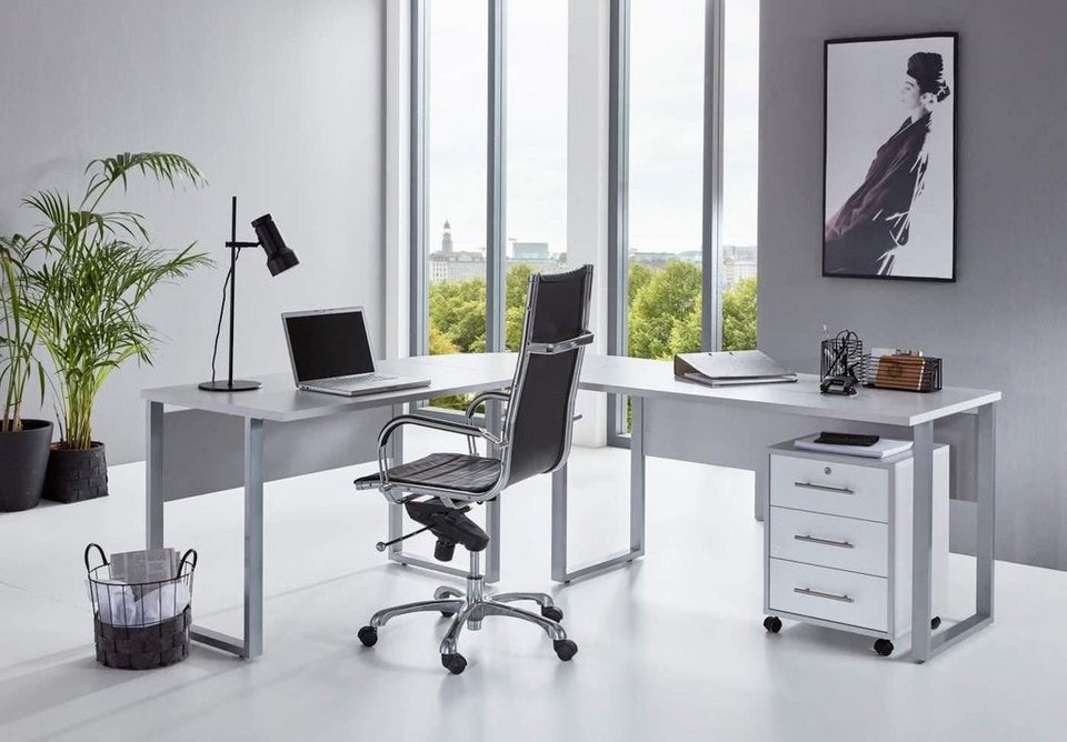 Eiche Dekor Komplett Büro 'Set Schreibtisch Schrank OFFICE Line Heimbüro 7-tlg