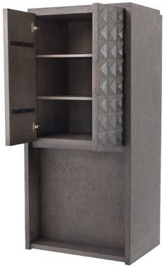 Casa Padrino Weinschrank Luxus Weinschrank Mokkafarben / Bronze 81,5 x 56 x H. 171 cm - Massivholz Barschrank mit 2 Türen und 3D Effekt in den Fronten - Barmöbel - Luxus Qualität