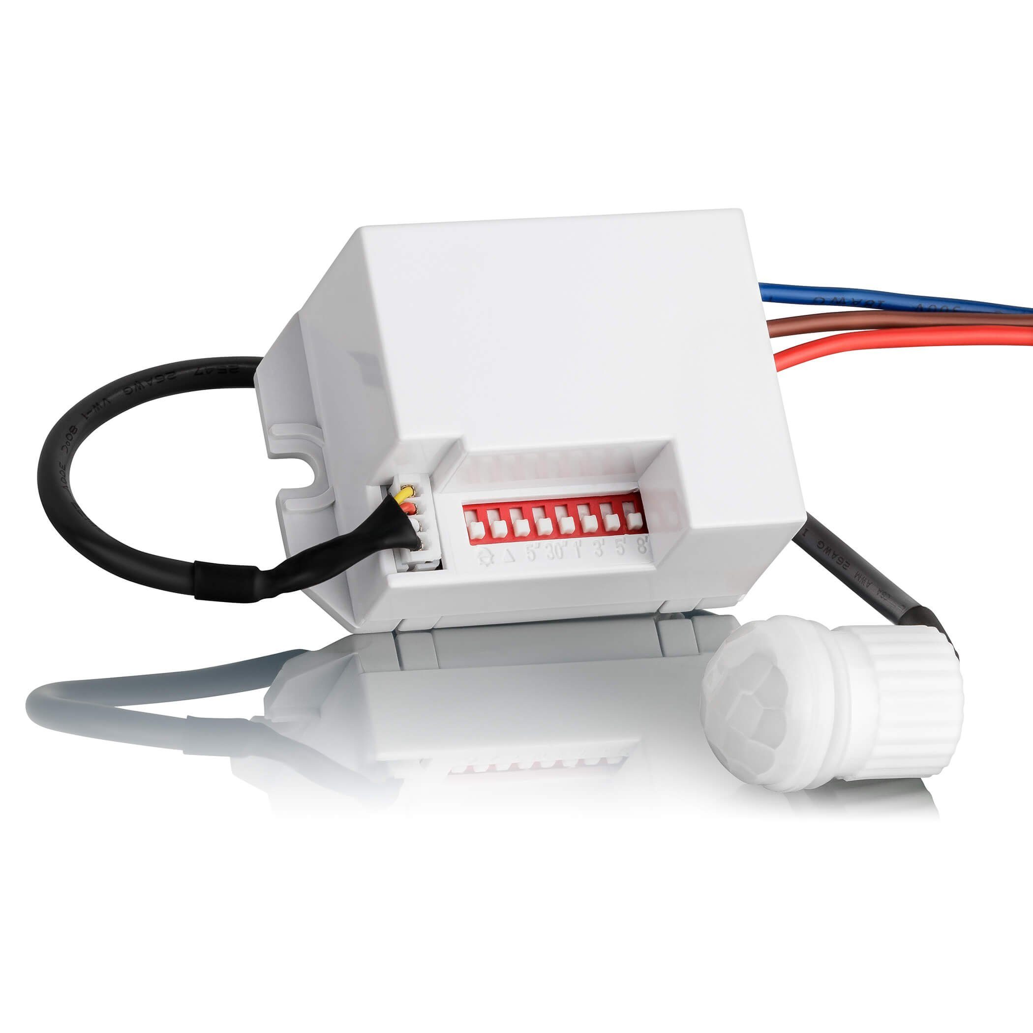 SEBSON Bewegungsmelder Mini Bewegungsmelder Unterputz programmierbar Infrarot LED geeignet