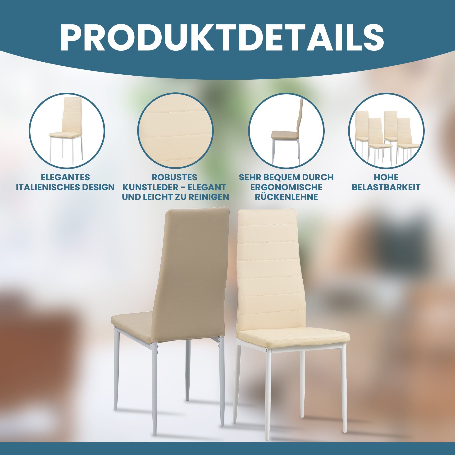 Albatros International Esszimmerstuhl Esszimmerstühle MILANO 4er Set beige günstig online kaufen