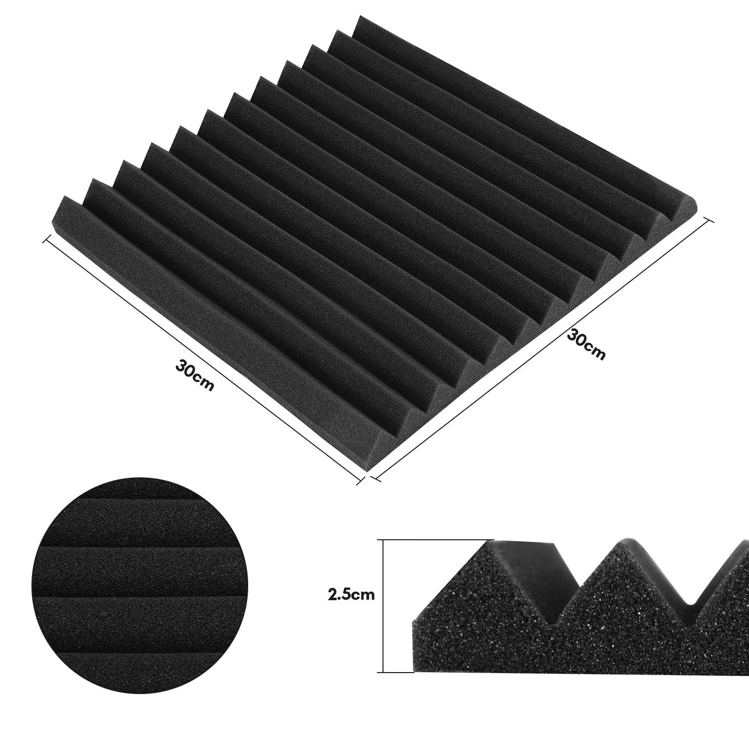 Clanmacy Akustikplatte 24er-Pack Akustikplatte 30x30x2.5cm Dreiecksnut günstig online kaufen