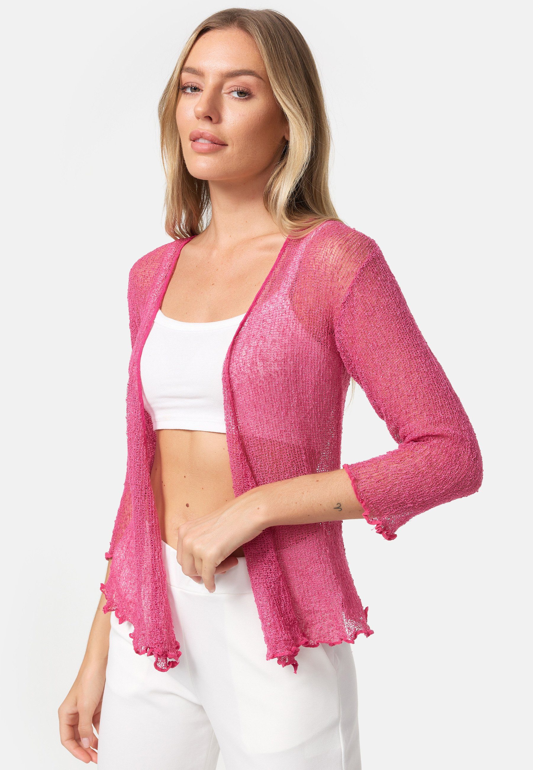 ikat Bolero IKA01 (Sommerlicher angenehm leichter Damen Bolero mit 3/4 Arm)