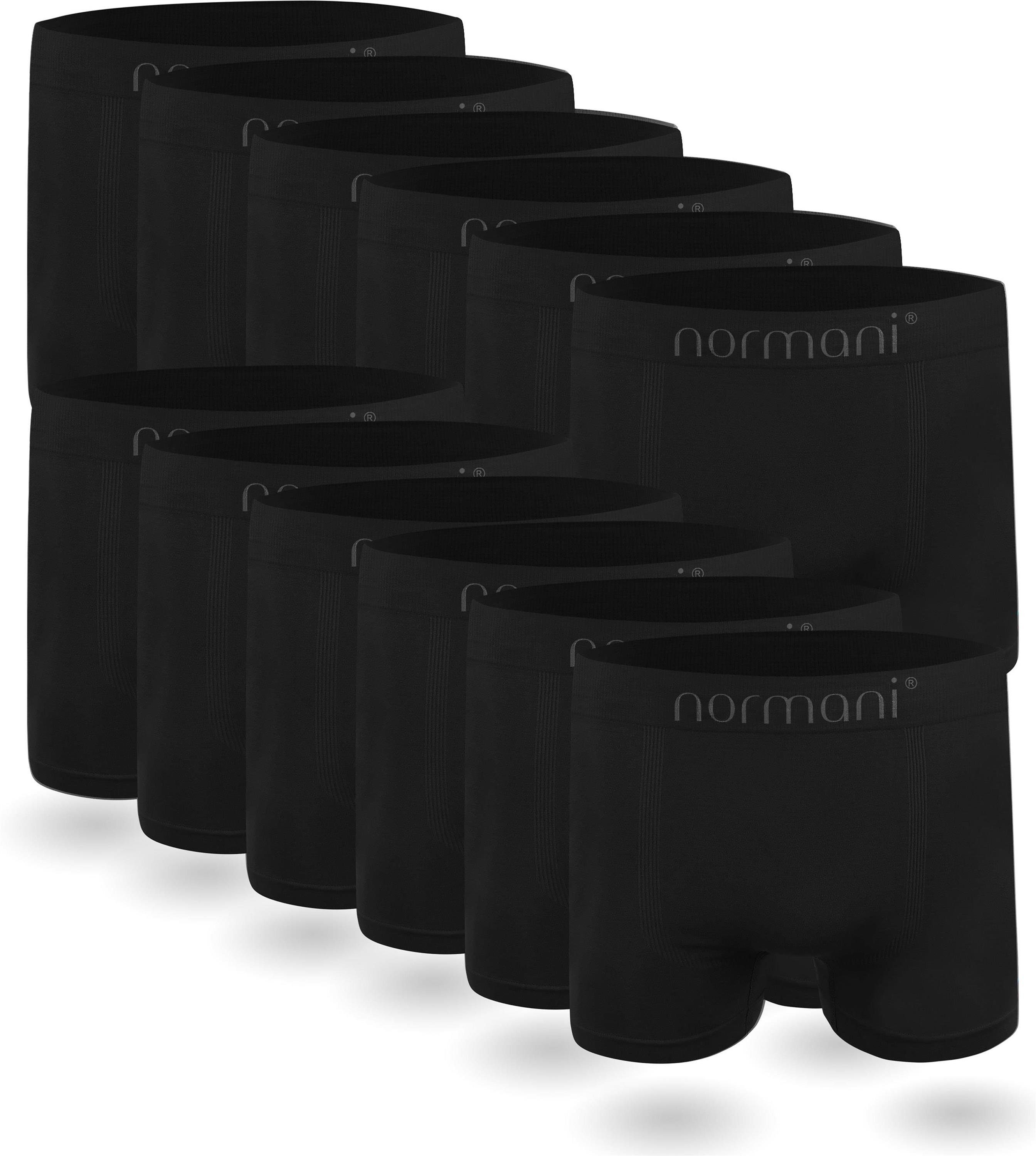 normani Retro Boxer 12 Stück Mikrofaser-Boxershorts für Herren Männer Retropants Unterhosen aus schnell trocknendem Material Schwarz