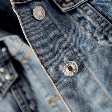 KIKI Jeansbluse Damen-Perlenjacke, vielseitig, locker und schmal geschnitten