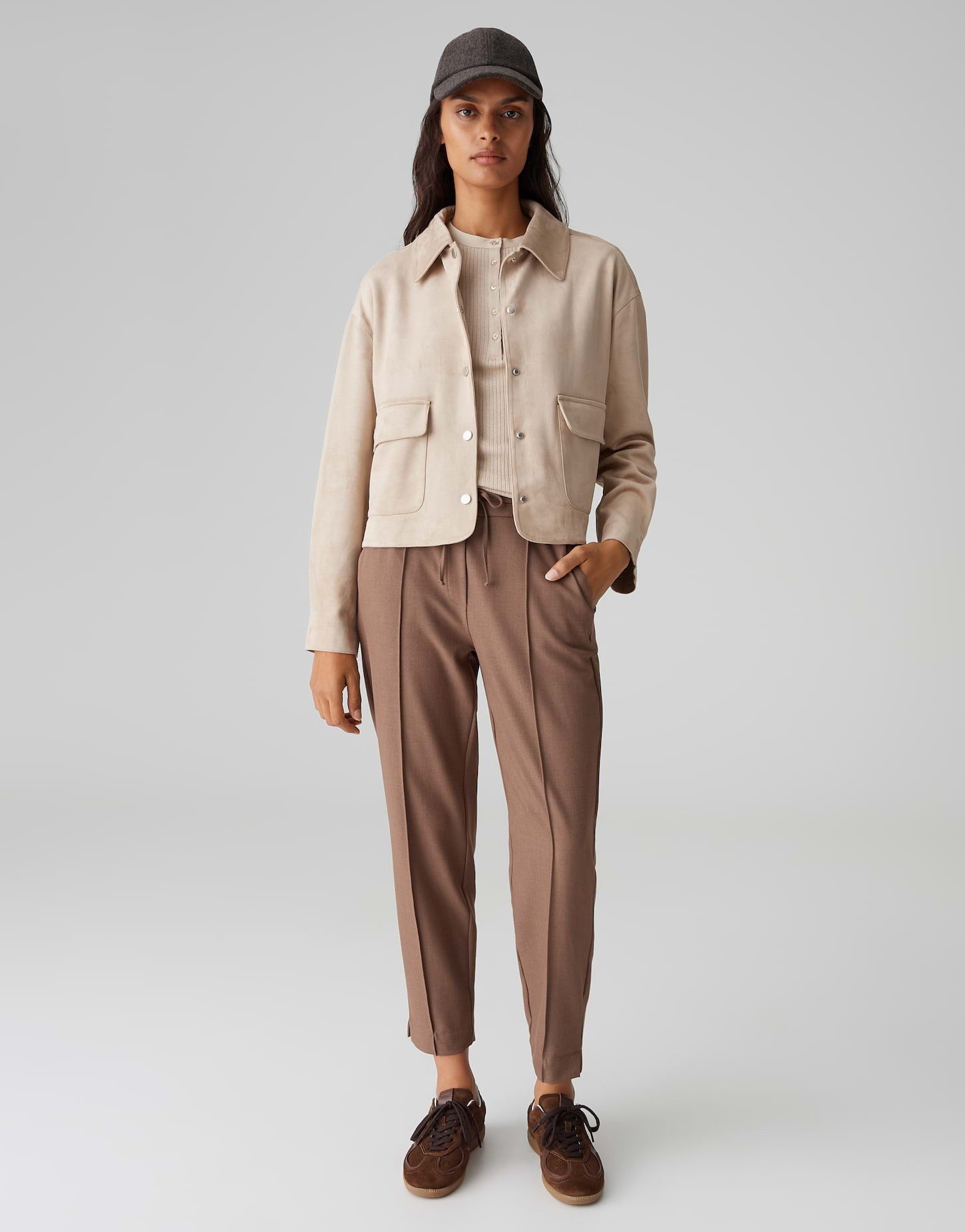 OPUS Schlupfhose MYHA ICONIC aus leichtem Viskosemix Mid Rise, Ankle, meliertes Muster