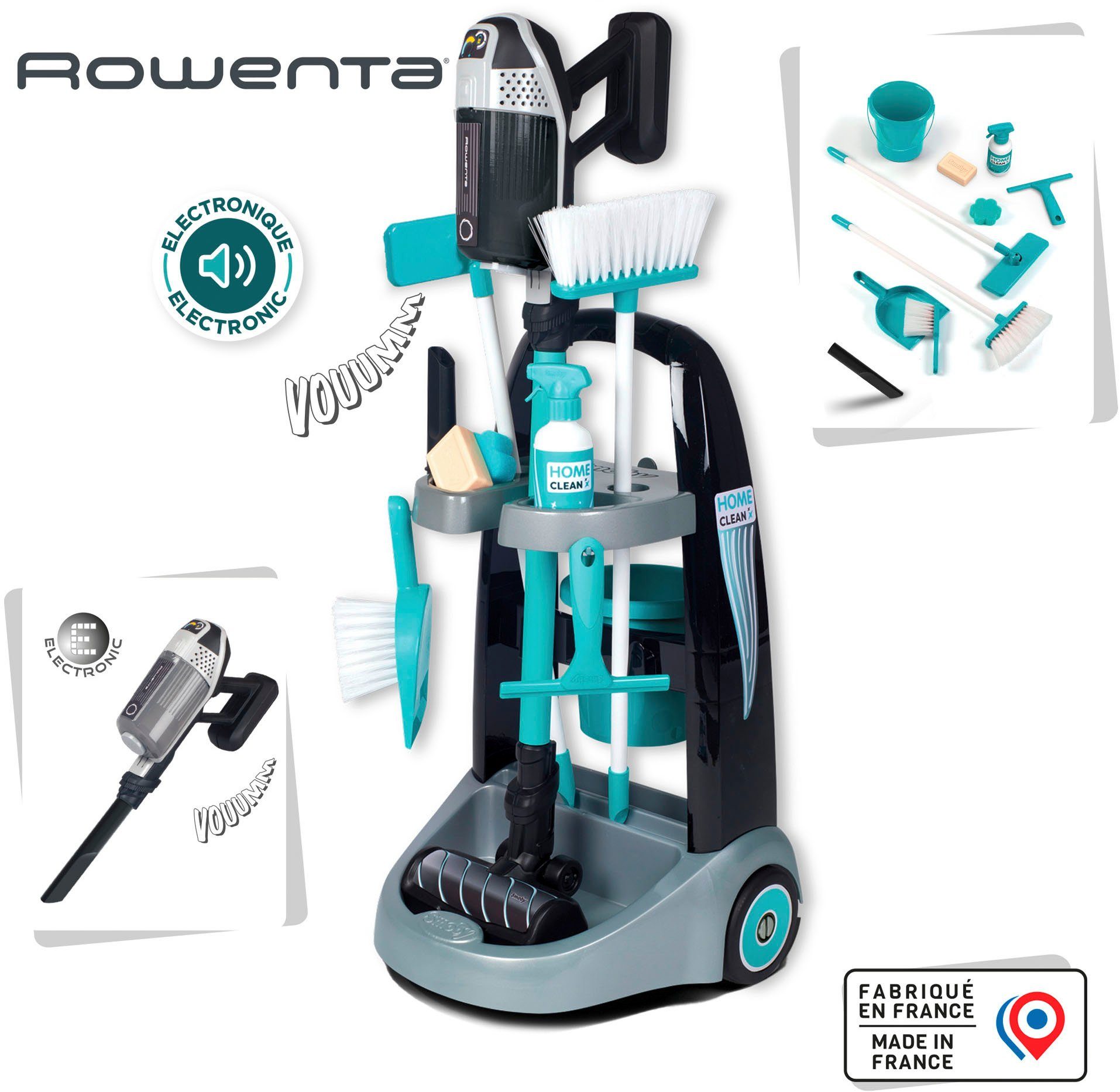 Smoby Kinder-Putzwagen Rowenta Reinigungstrolley, Staubsauger mit günstig online kaufen