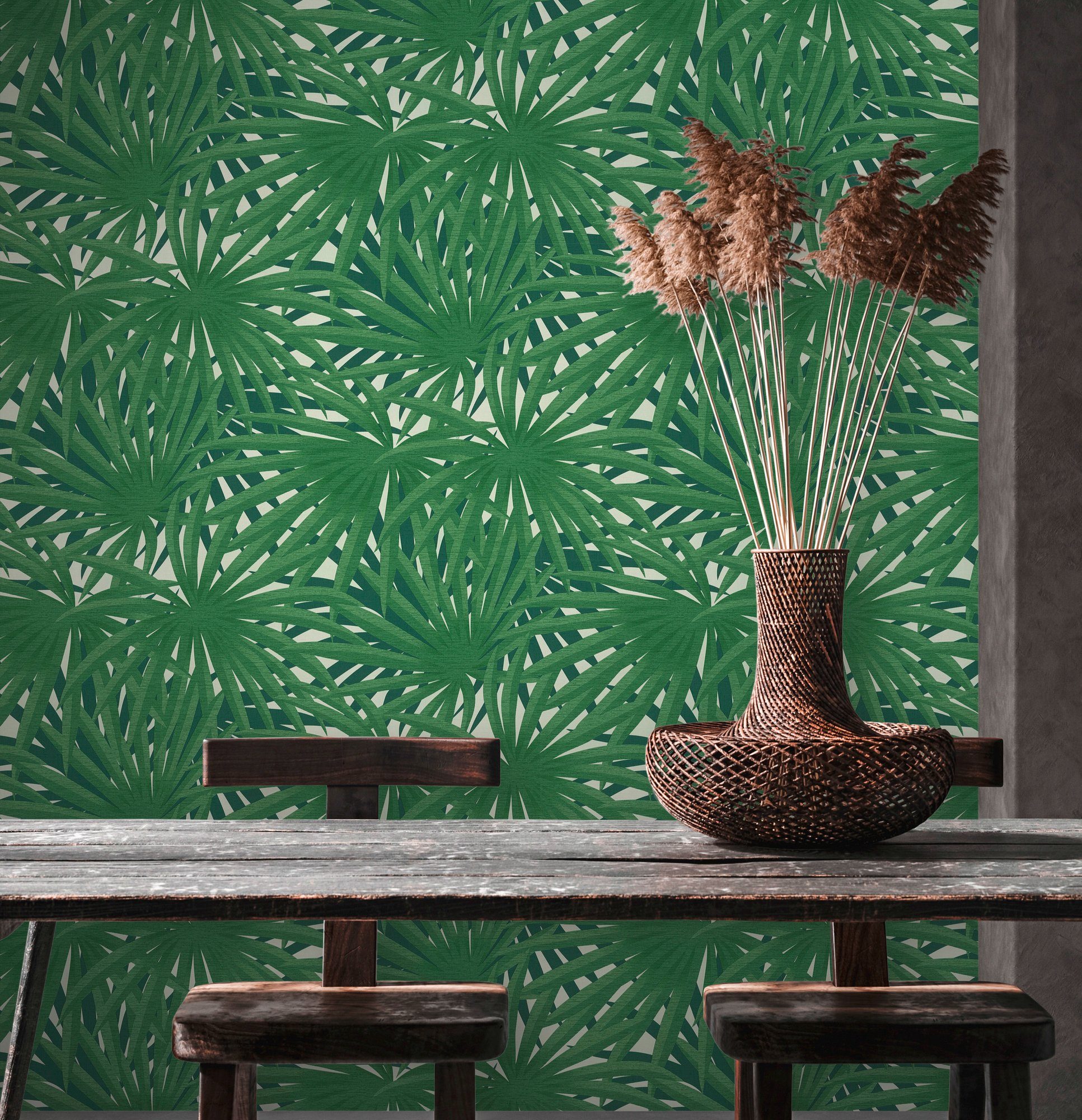 living walls Blumen Stories, Marrakesch, tropisch, floral, Said Vliestapete Tapete botanisch, grün/weiß Floral Metropolitan