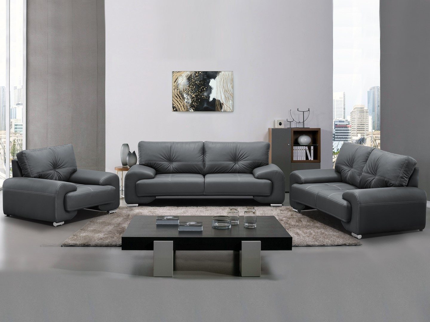 Beautysofa Big-Sofa Polstergarnitur Omega Set 3+2+1 Sofa Wohnzimmer Sofagarnitur, modernes Sofaset für Wohnzimmer, Kunstleder Couchgarnitur im modernen Design
