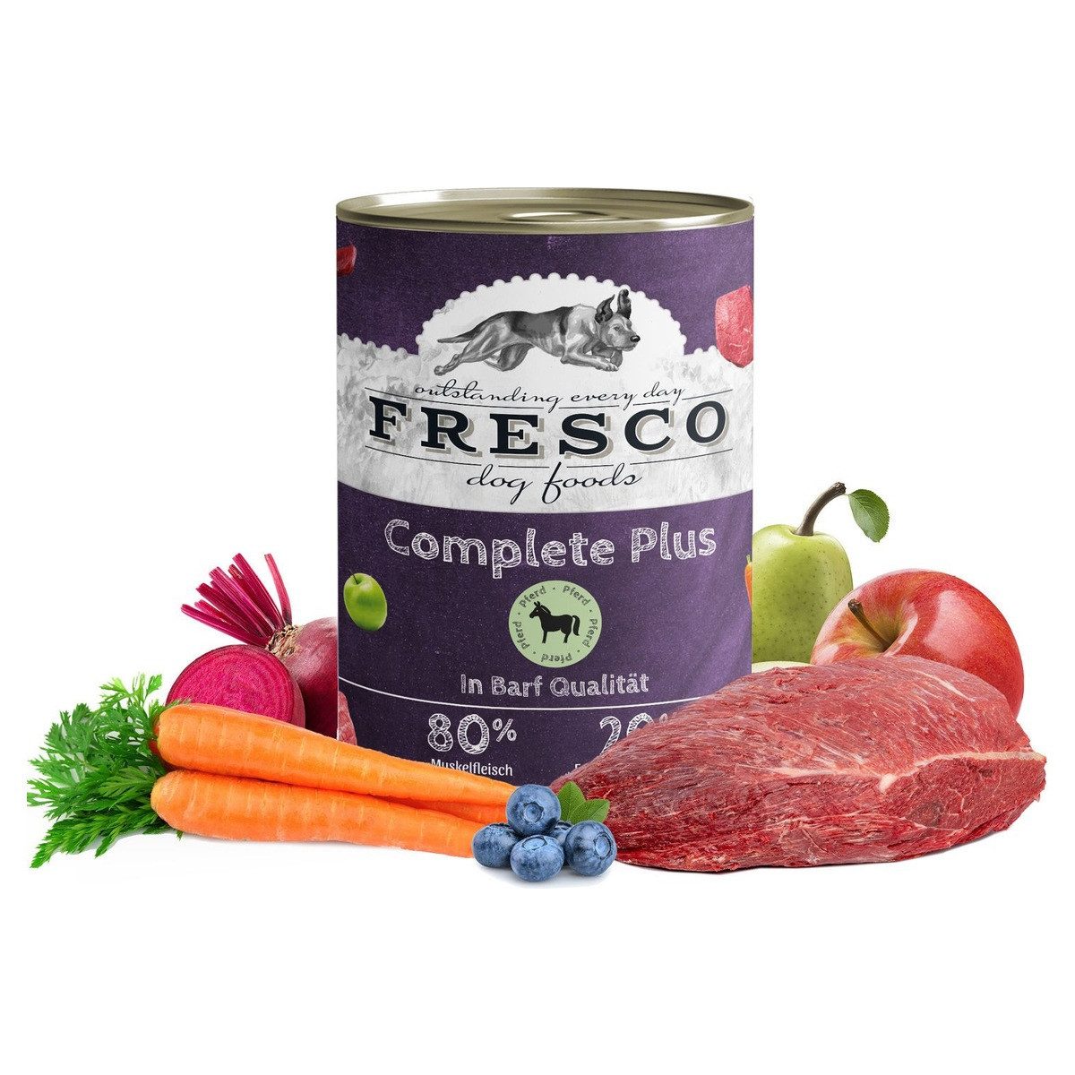 Fresco Dog Complete Plus Pferd 800 g - 6 Stück, Nassfutter für: Hund