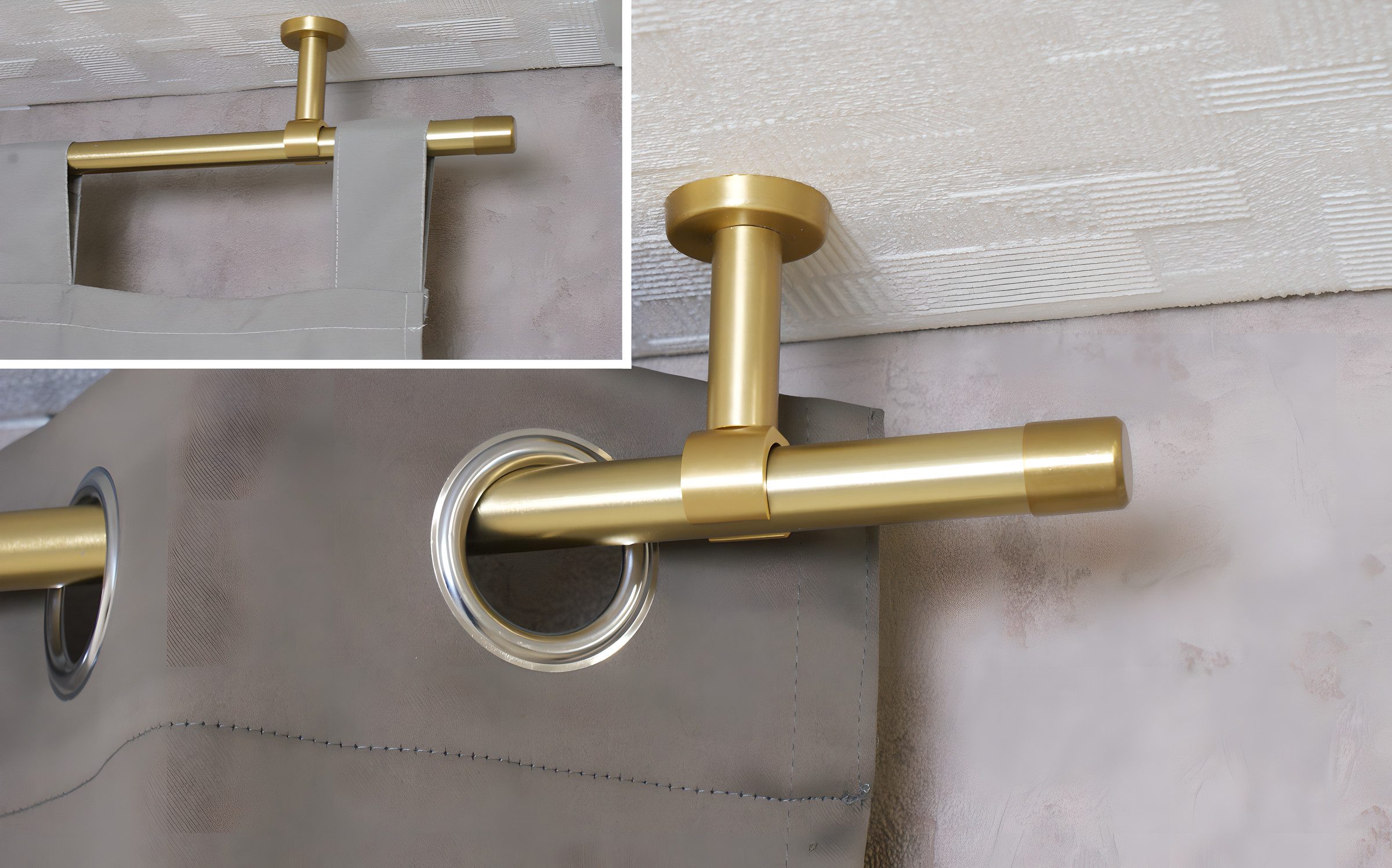 iso-design Gardinenstange Set zur Montage an der Decke mit 20 mm Durchmesser 1-läufig, Ø 20 mm, 1-läufig, Deckenmontage, geschraubt, Aluminium, Variabler Deckenabstand