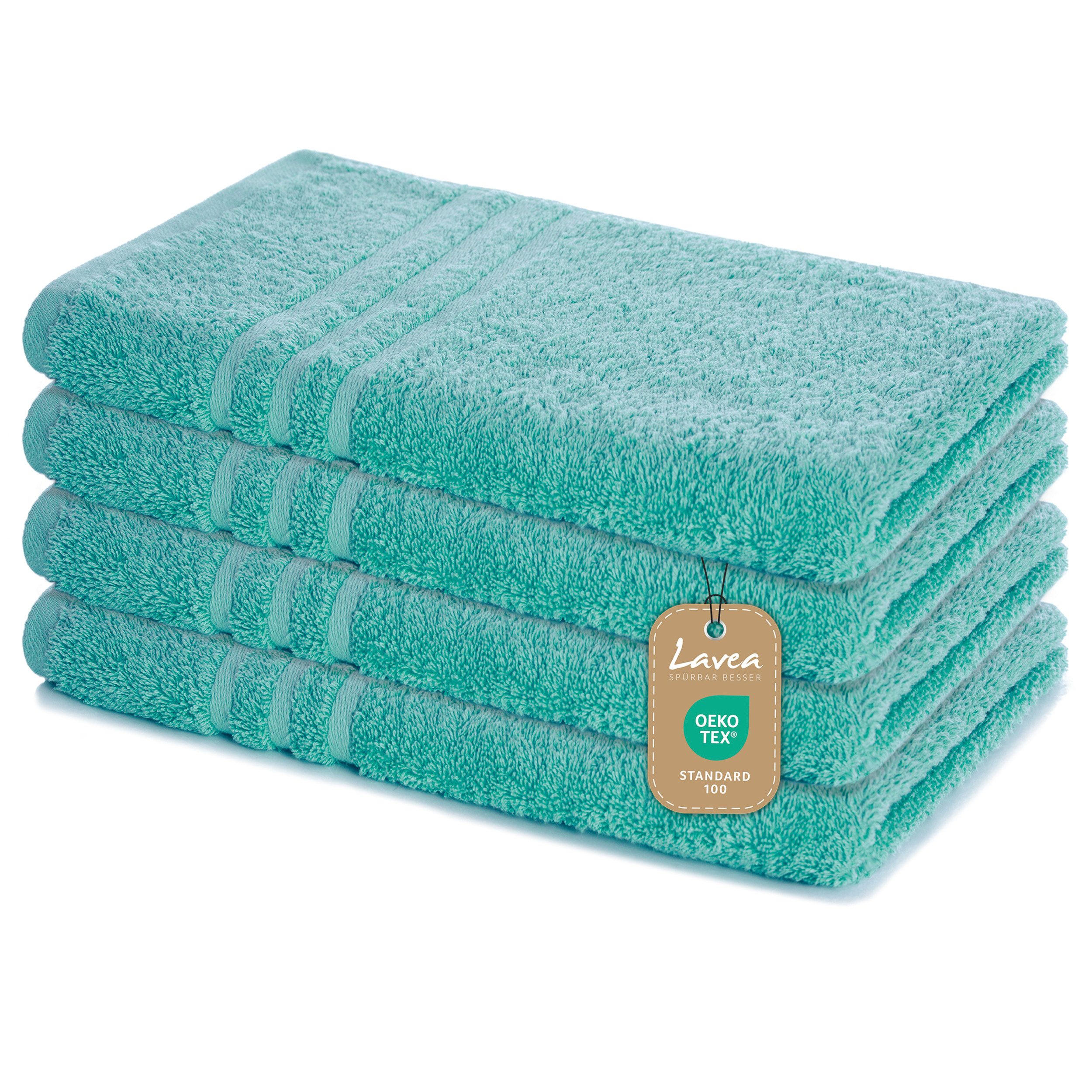 Lavea Handtuch Lavea® 4er Set Handtücher 50x100 cm, Türkis/grün