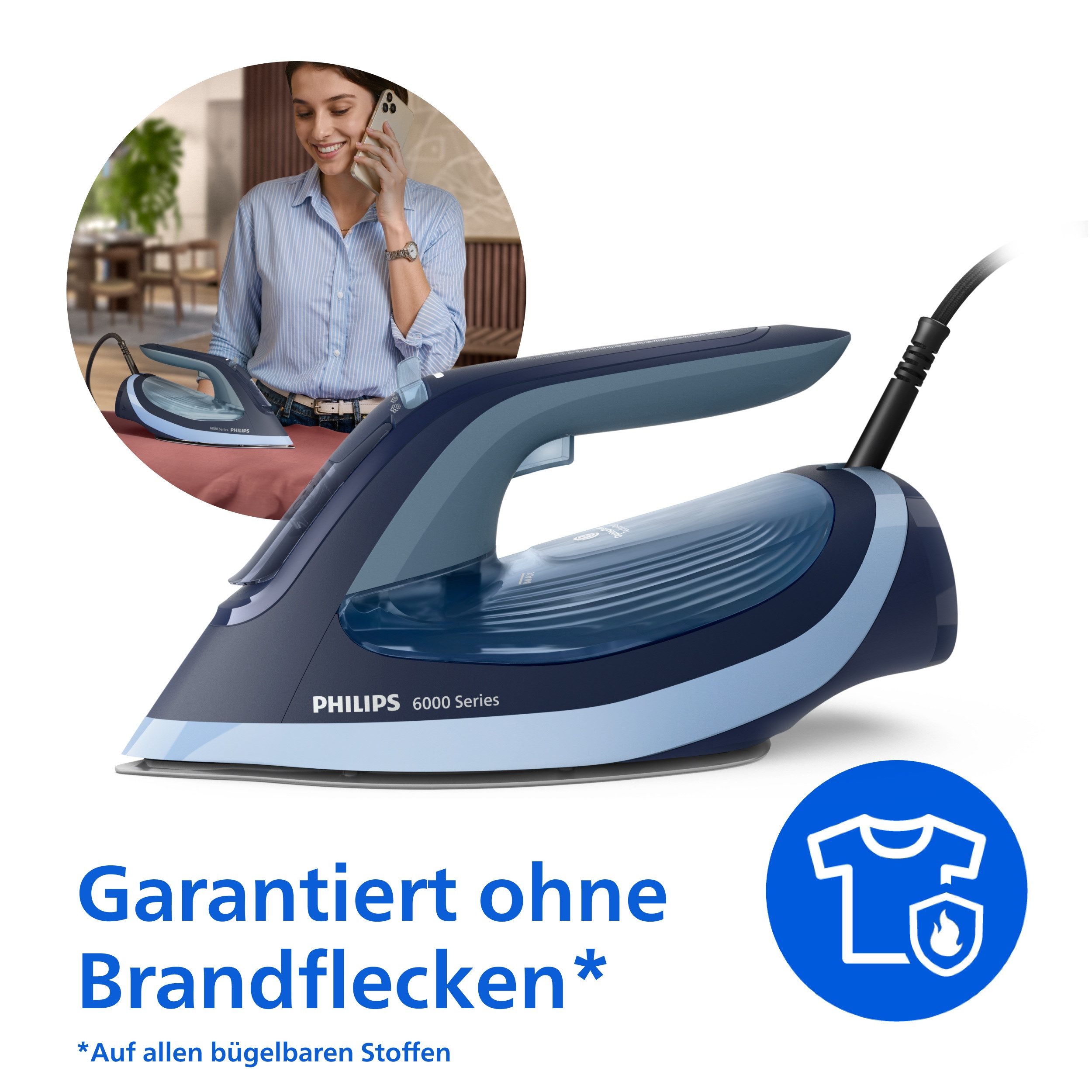 Philips Dampfbügeleisen DST6120/20 6000 Series, 2600 W, SteamGlide Plus, mit 300 ml Wassertank und 190 g Dampfstoß