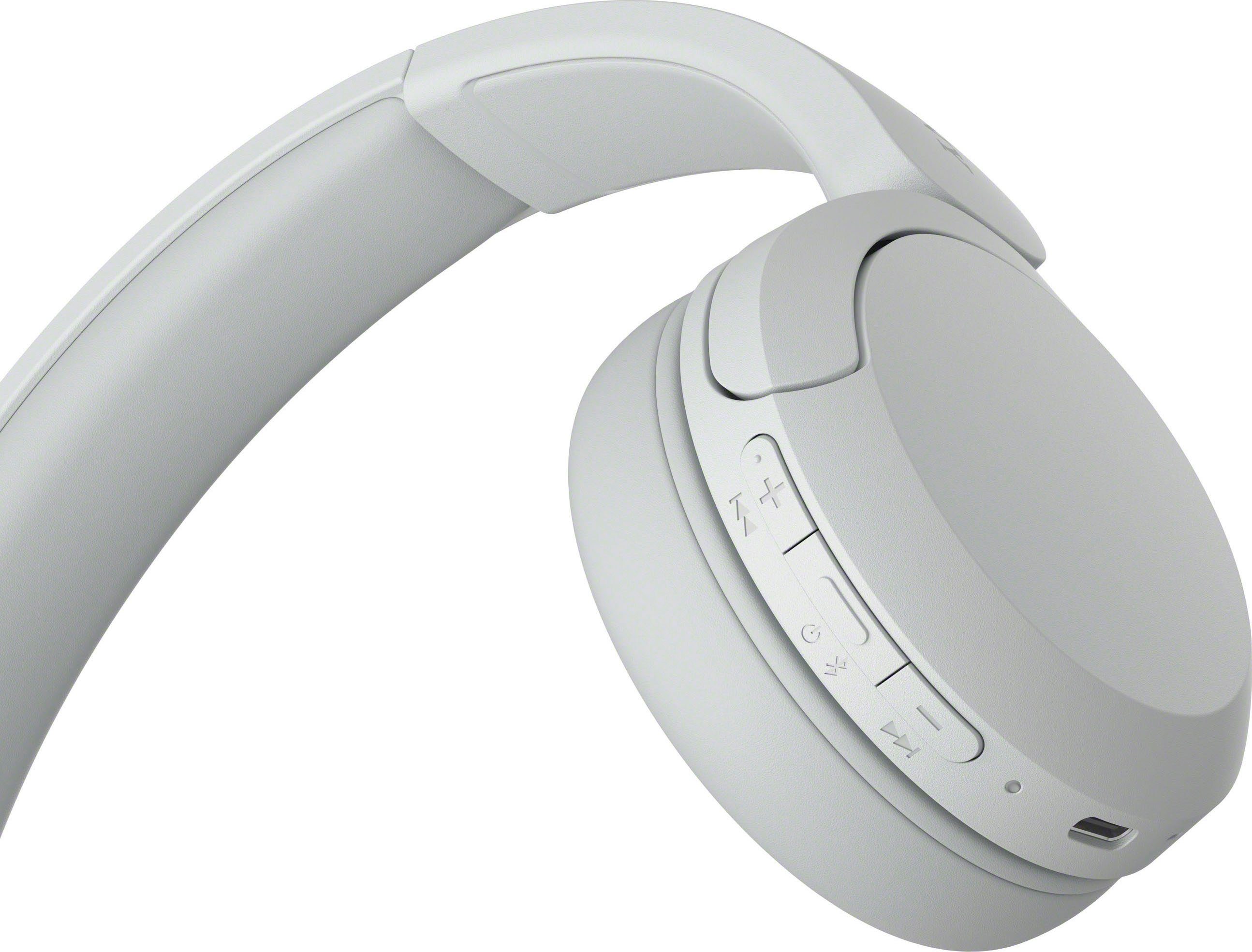 Rauschunterdrückung, (Freisprechfunktion, WHCH520 Sony Akkulaufzeit) Bluetooth, Google 50 On-Ear-Kopfhörer Assistant, Weiß Siri, Std.