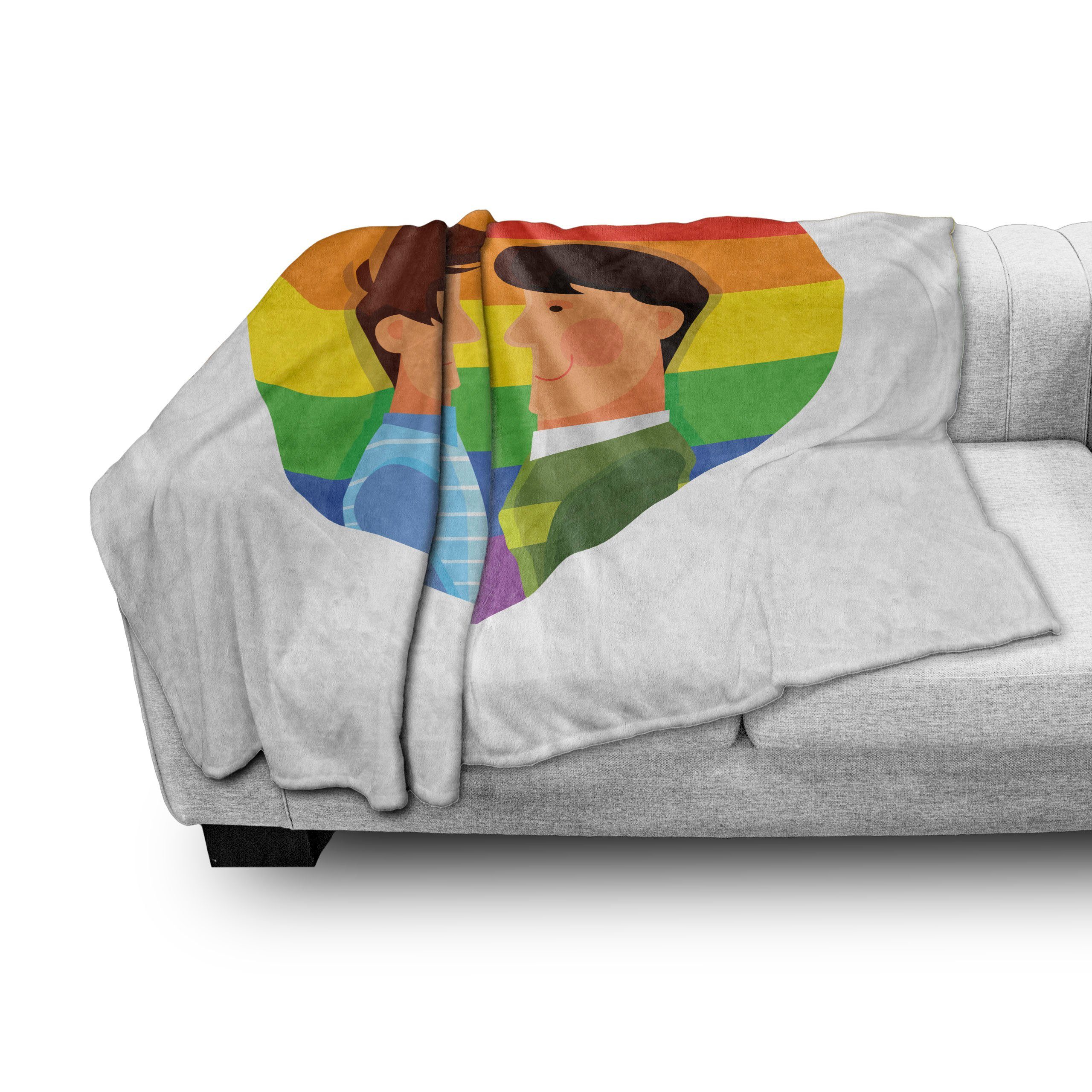 Wohndecke Gemütlicher Plüsch für den Männer und Homosexuell Lächeln Abakuhaus, Regenbogen-Flagge Außenbereich, Stolz Innen