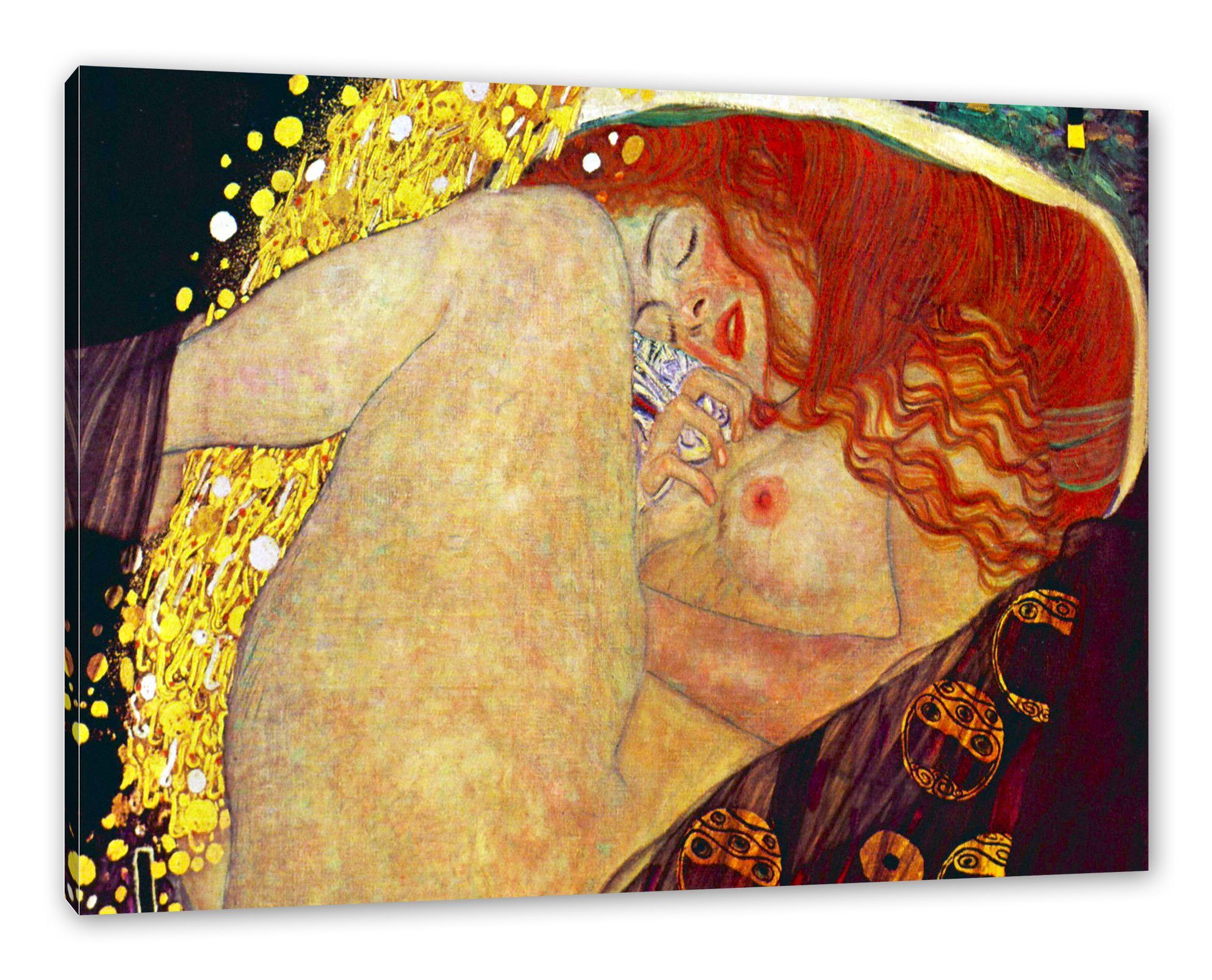 Danaë, Gustav Klimt inkl. Pixxprint - fertig Leinwandbild St), Leinwandbild Zackenaufhänger (1 - bespannt, Klimt Gustav Danaë