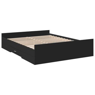 vidaXL Bett Bettgestell mit Schubladen Schwarz 150x200 cm Holzwerkstoff
