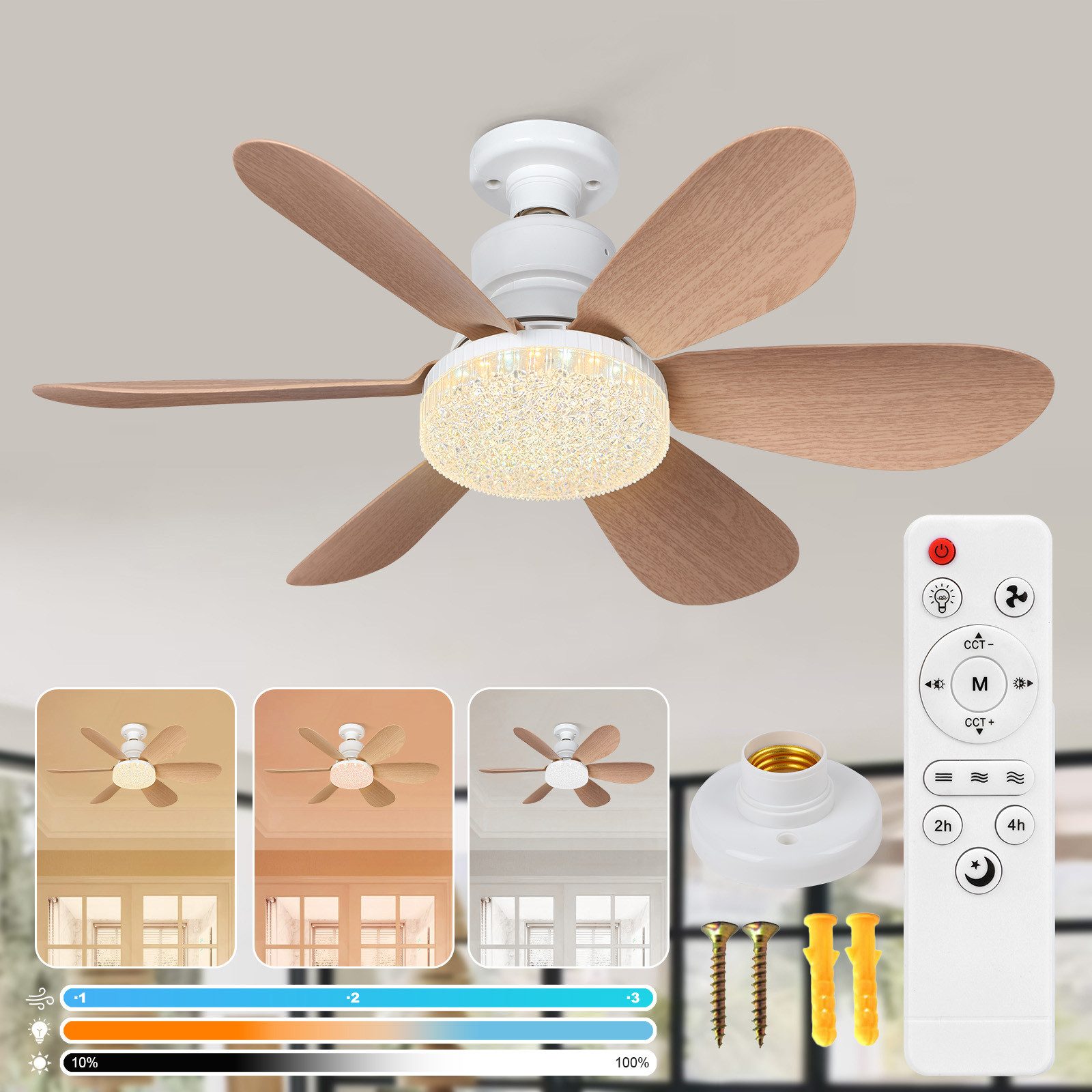 SERBASIC Deckenventilator Dimmbar E27 Leise Deckenventilator günstig online kaufen