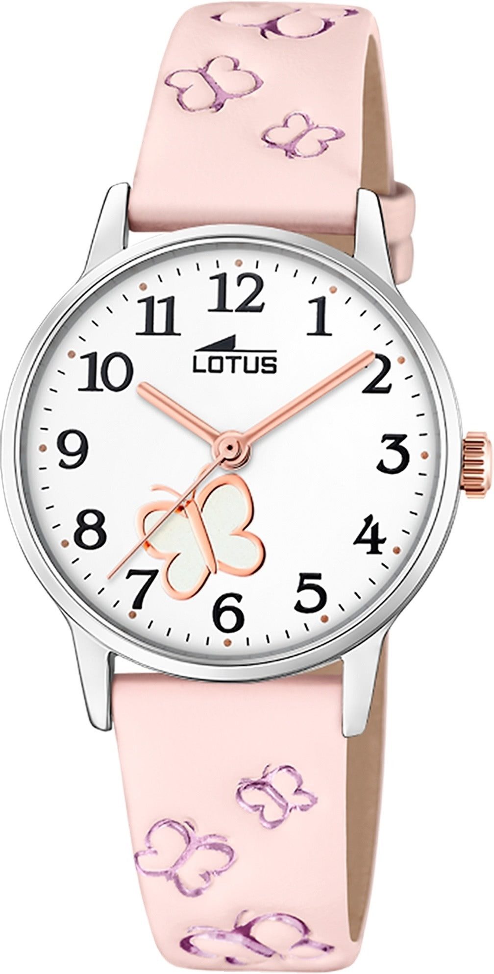 Lotus Chronograph Lotus Kinderuhr Leder rosa Lotus Classic, (Chronograph), Kinder Armbanduhr rund, klein (ca. 30mm), Edelstahl