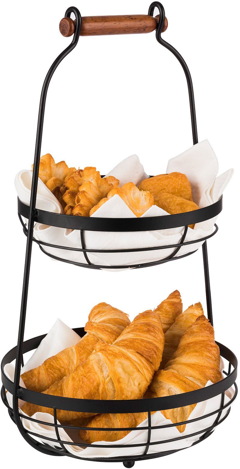 APS Etagere 2-stufige Etagère, Metall, mit Holgriff, Ø 26 cm, 2-stufig, vielseitig einsetzbar