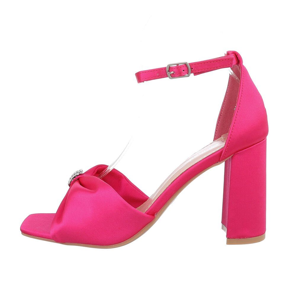 Ital-Design Damen Abendschuhe Party Sandalette Sandalen & Clubwear & Pink Sandaletten in Blockabsatz