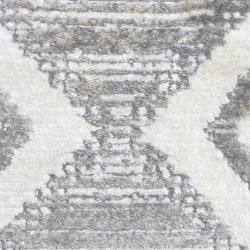 Teppich Wohnzimmerteppich – marokkanisches Rautenmuster – in creme weiß, Carpetia, rechteckig, Höhe: 12 mm