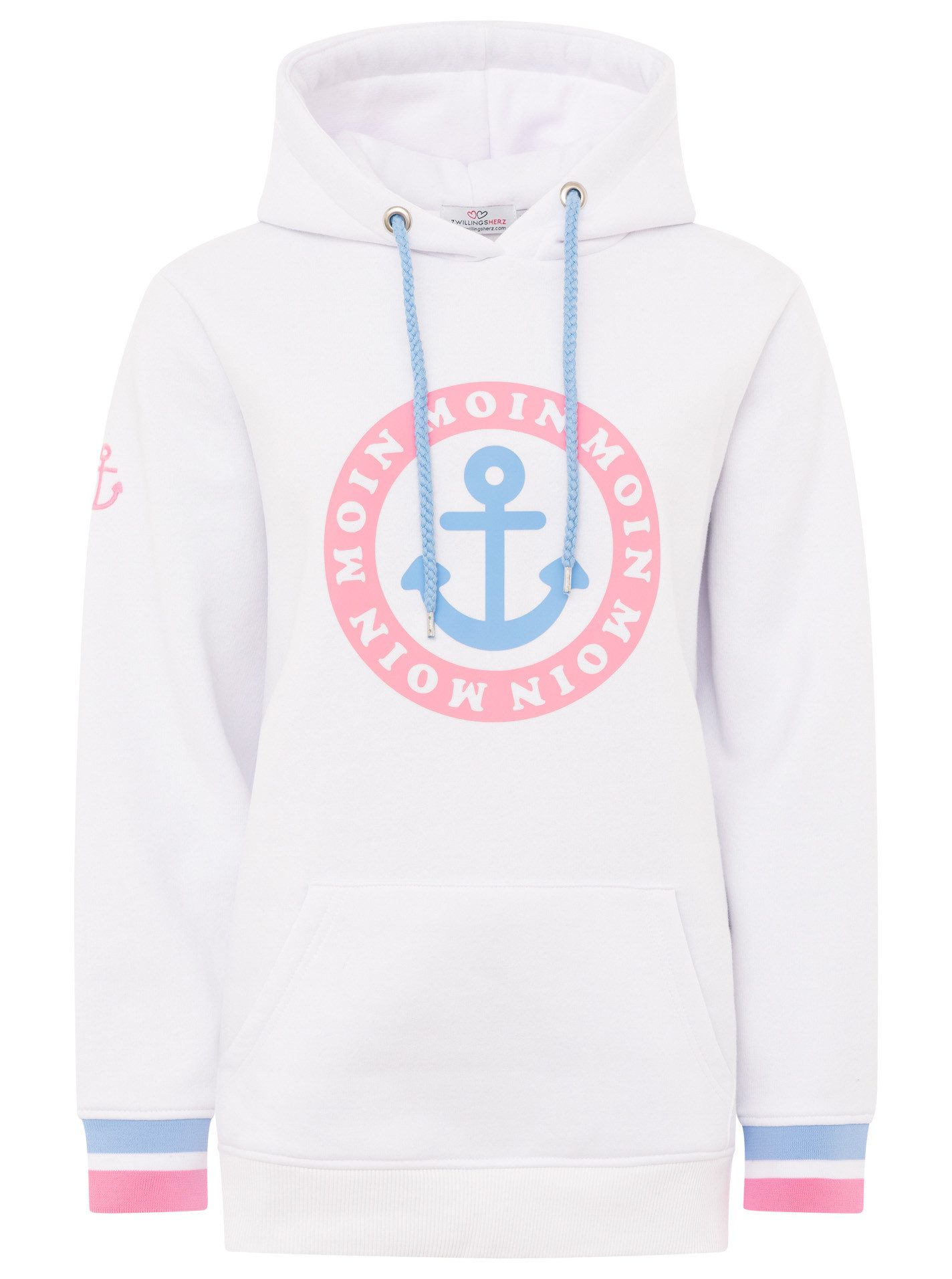 Zwillingsherz Hoodie Langarm, Kapuze, Neon-Details, Kordelzug, Frontprint, günstig online kaufen