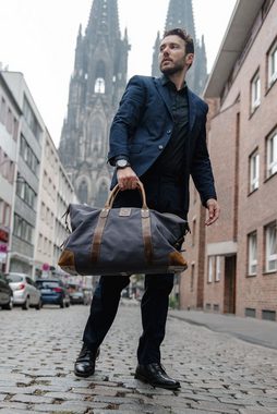 Corno d´Oro Weekender Handmade Reisetasche aus Canvas und Leder Groß für Damen und Herren, verstellbares Innenvolumen bis 60 L, leicht, breiter Schulterriemen