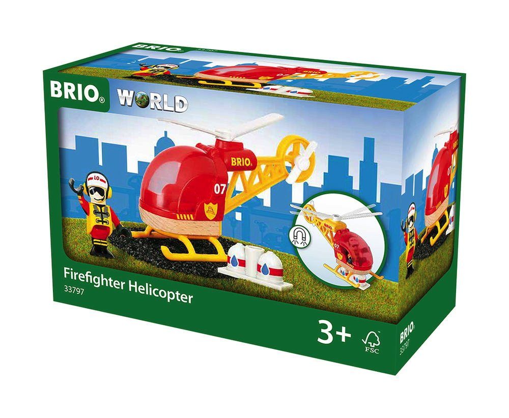 BRIO® Spielzeugeisenbahn-Lokomotive World Eisenbahn Hubschrauber Feuerwehr 3 Teile 33797