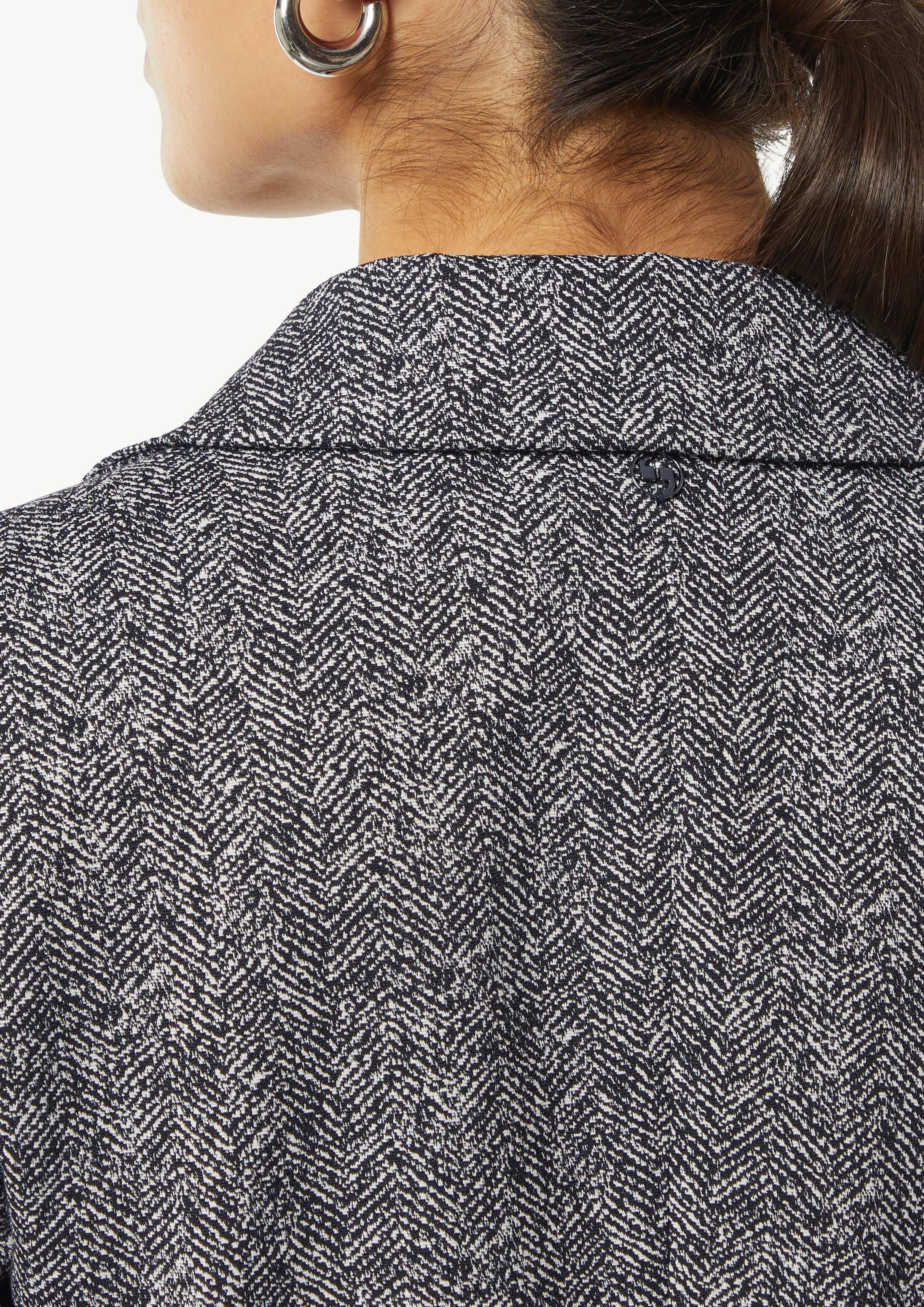 comma Jackenblazer Indoor-Blazer Taillierter Jacquard-Blazer mit Fischgrat-Muster