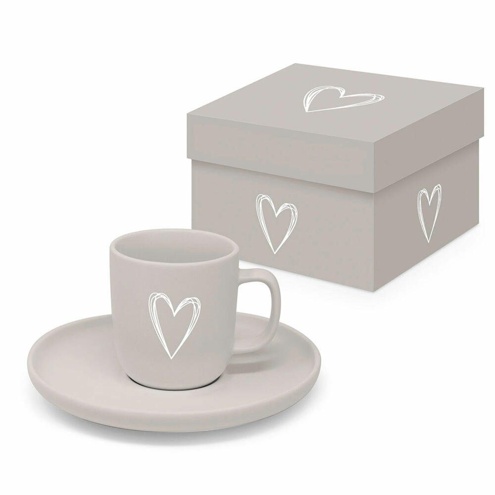 PPD Espressotasse Pure Heart Taupe Matte Espresso 75 ml, Bone China
