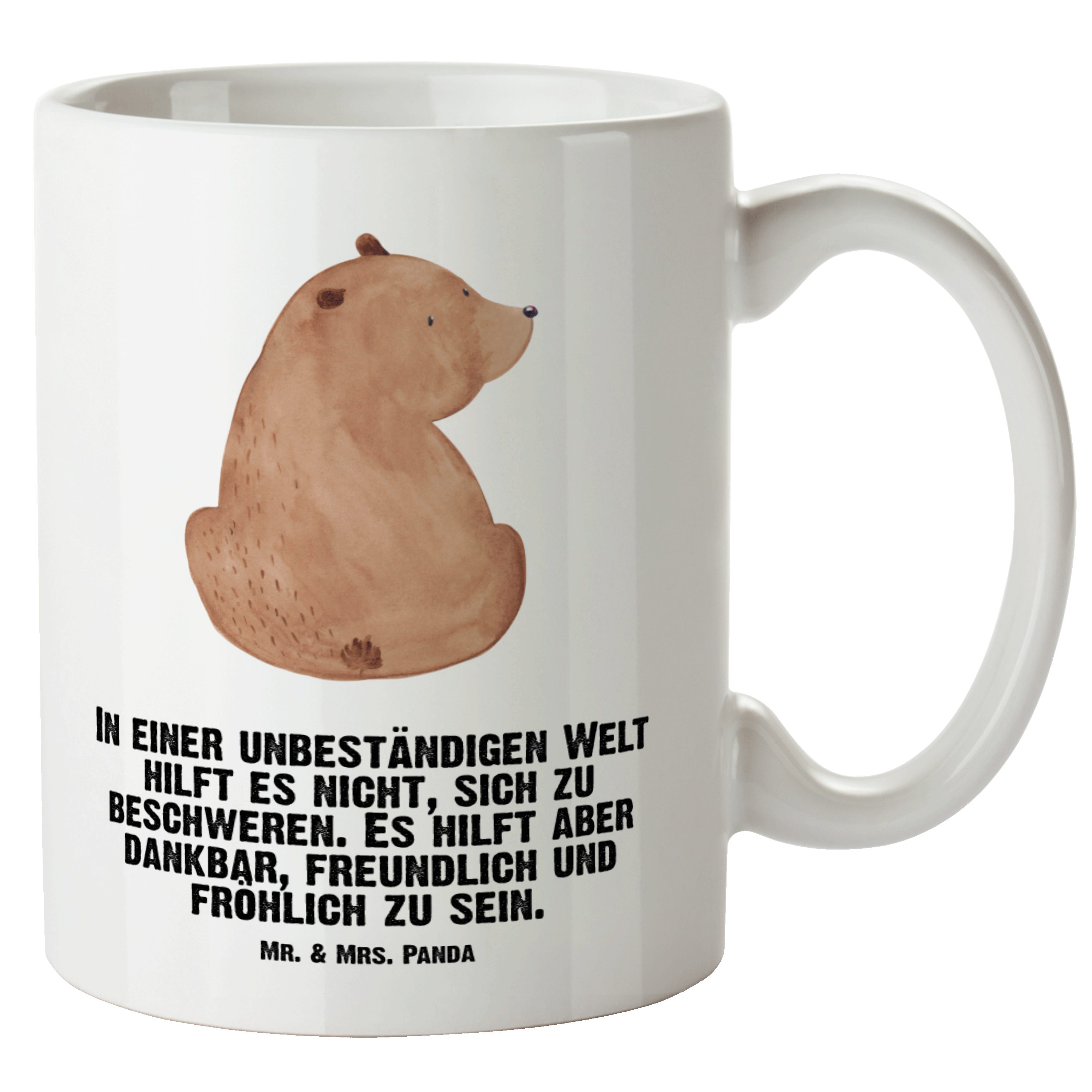 Mr. & Mrs. Panda Tasse Bär Schulterblick - Weiß - Geschenk, Teddy, Bärenliebe, Bären, Weishe, XL Tasse Keramik