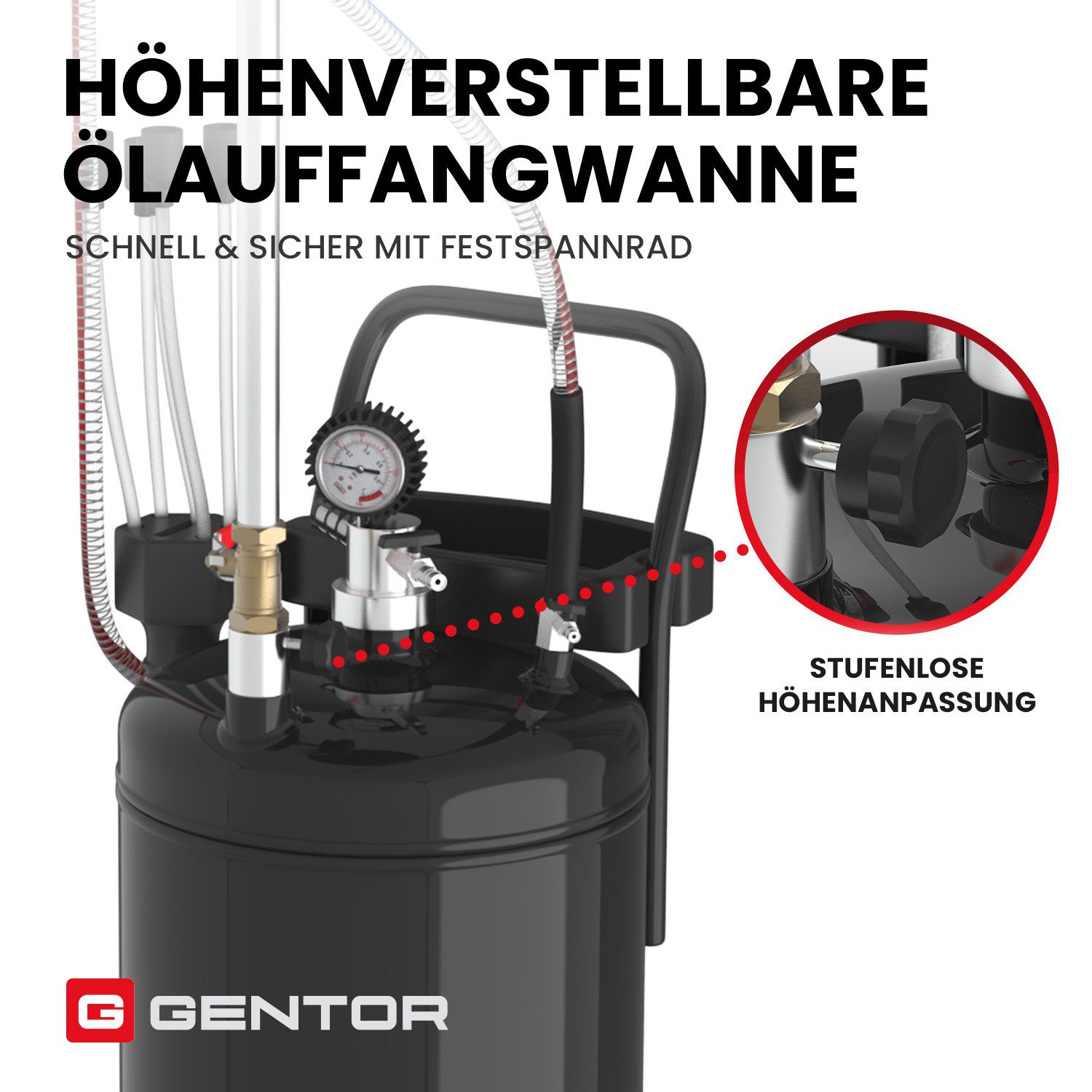 GENTOR Ölabsaugpumpe Ölauffangwanne Ölauffangsystem Ölauffangwanne Ölauffangwagen 80L – Bild 4 von 5