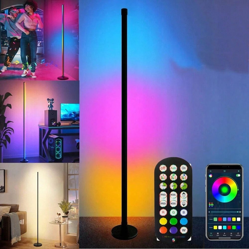 POPOLIC LED Stehlampe 120 cm Eckleuchte mit dimmbarem RGB-Licht, Fernbedien günstig online kaufen