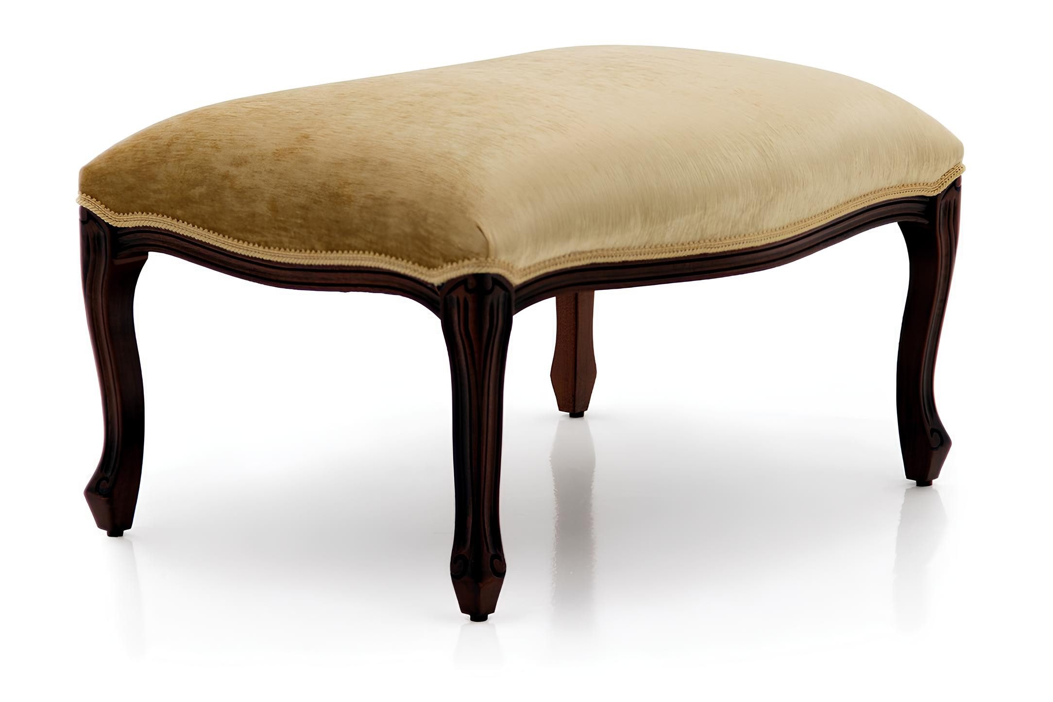 JVmoebel Fußhocker Beige Polsterbank aus Textil mit Hartholzfüßen und Wellenunterfederung, Made in Europa