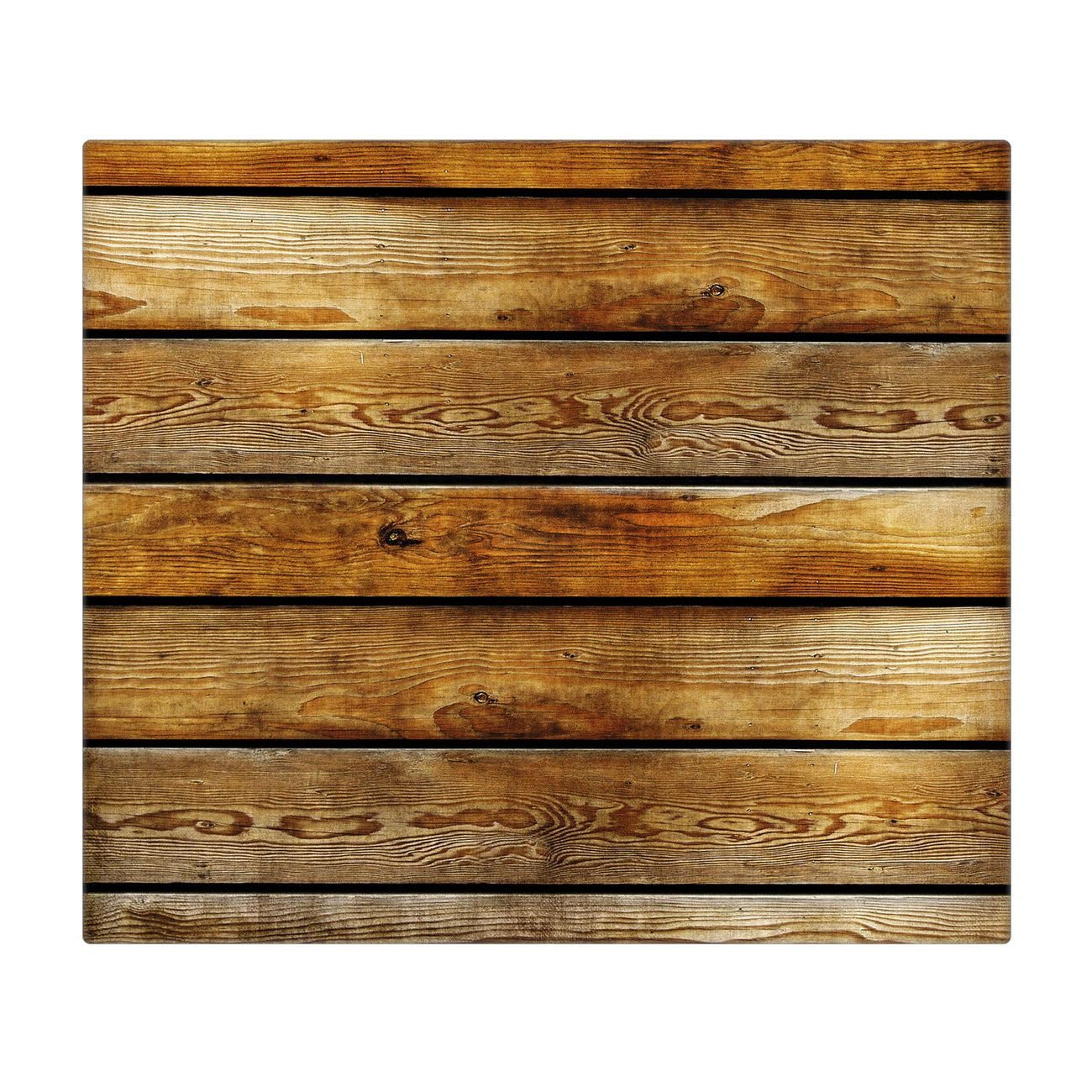 banjado Herd-Abdeckplatte einteilig aus Glas mit Motiv Holzbretter, (gehärtet, 1 tlg., inkl. selbstklebende Gummifüßchen)