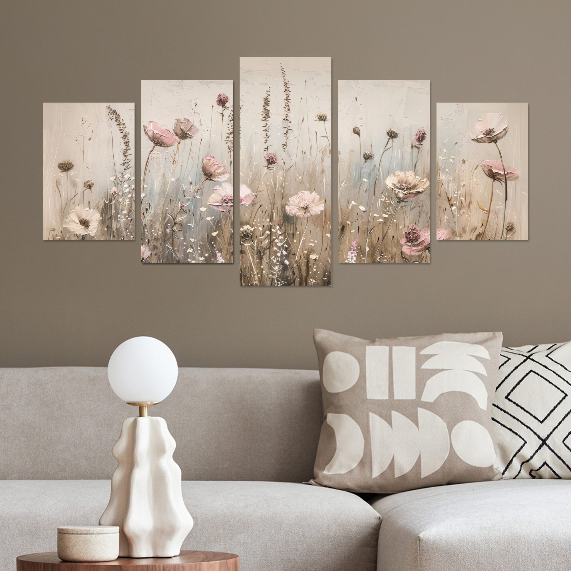 MuchoWow Leinwandbild Blumen - Beige - günstig online kaufen