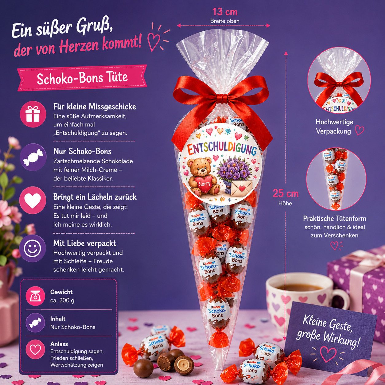 Candy & Bar Schokolade Schoko-Bons-Tüte 200 g – Geschenkidee für viele Anlässe