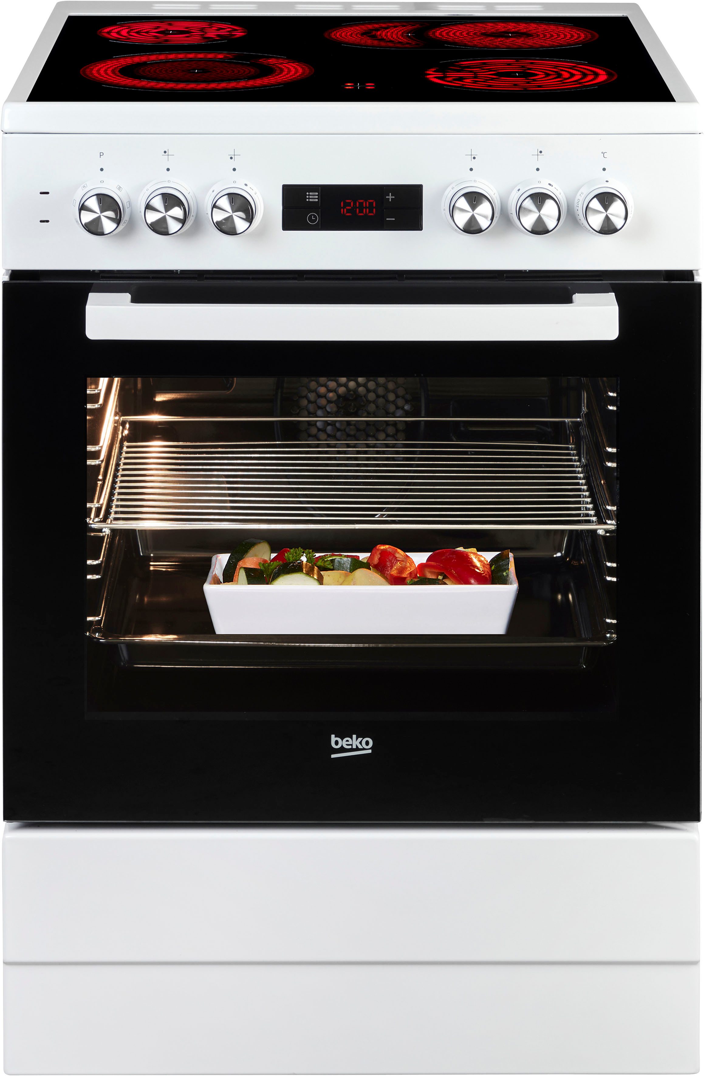 BEKO Elektro-Standherd FSM67320G, mit Teleskopauszug nachrüstbar, mit Restwärmeanzeige