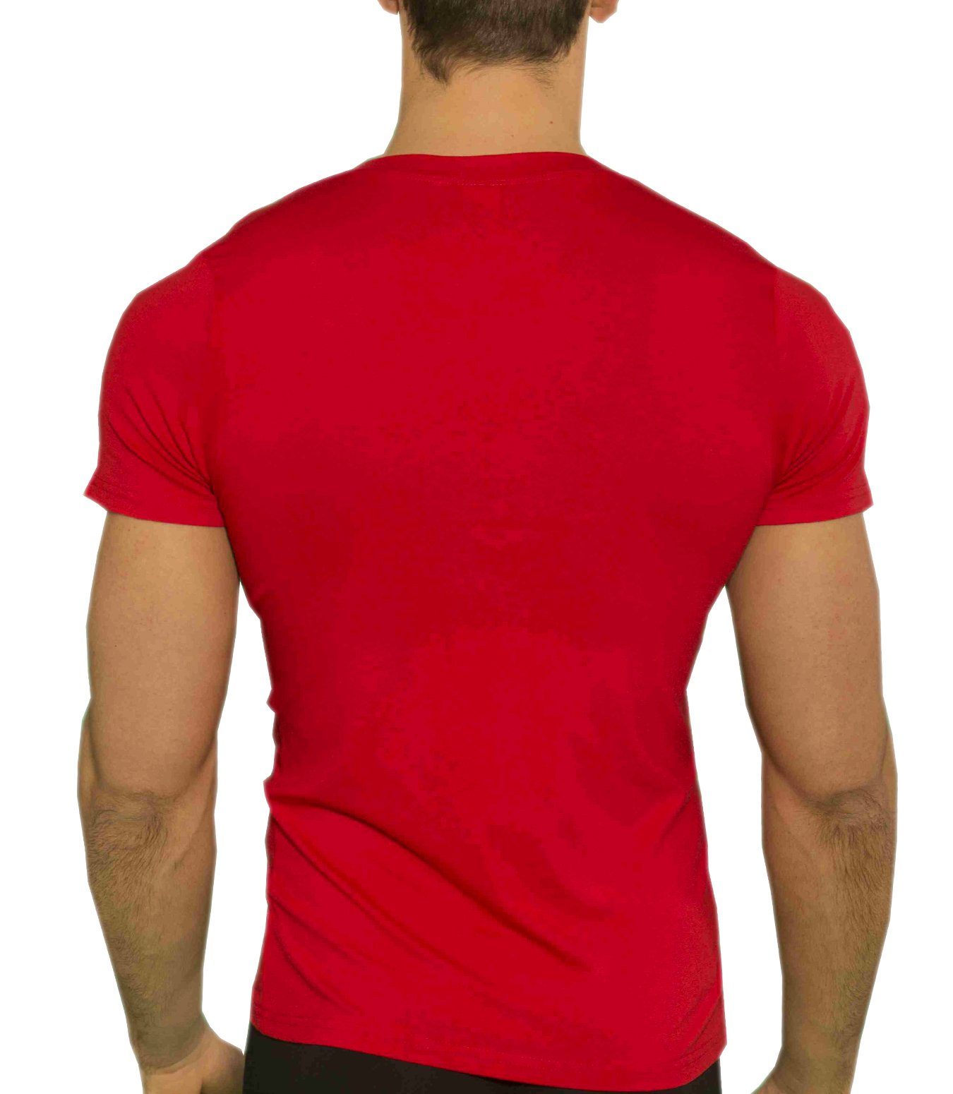 Neck Deep V-Ausschnitt V-Shirt Kefali tiefem V T-Shirt, Cologne KC1040 mit Rot,